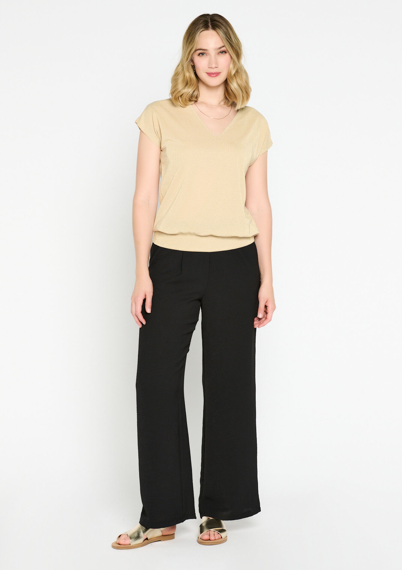 T-shirt avec dos échancré - LT BEIGE - 02301453_2527