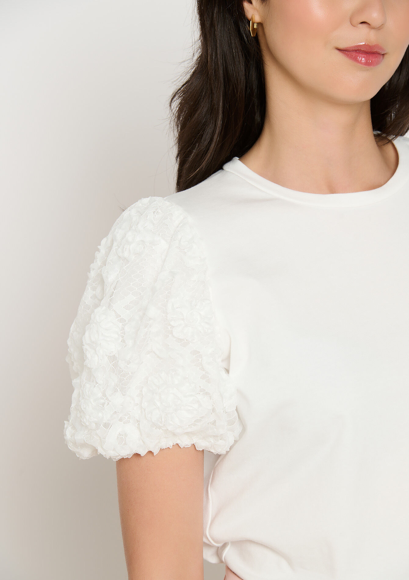 Puff-sleeve t-shirt, Puff-sleeve t-shirt - OPTICAL WHITE - 02301839