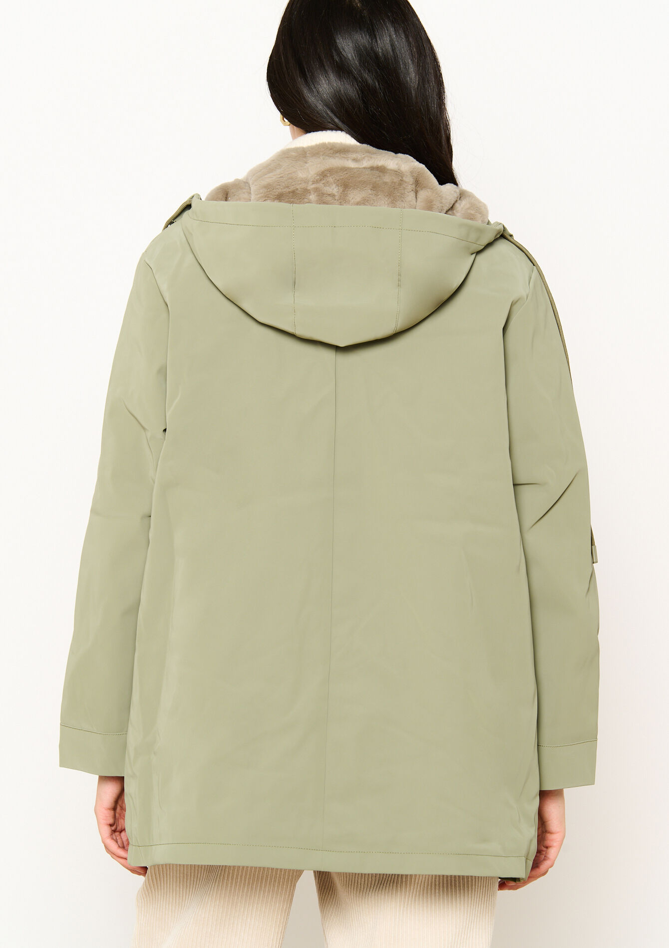 Gewaxte parka met fluffy voering - KHAKI FADED - 1120256