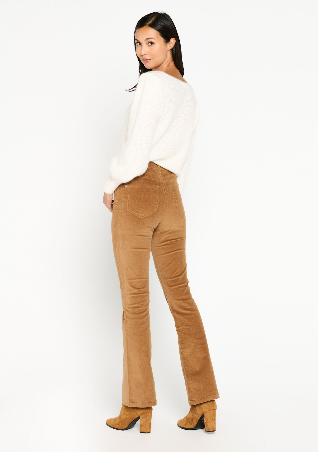Flared broek in babycorduroy, Flared broek in babycorduroy - LIGHT CAMEL - 06004365_3814