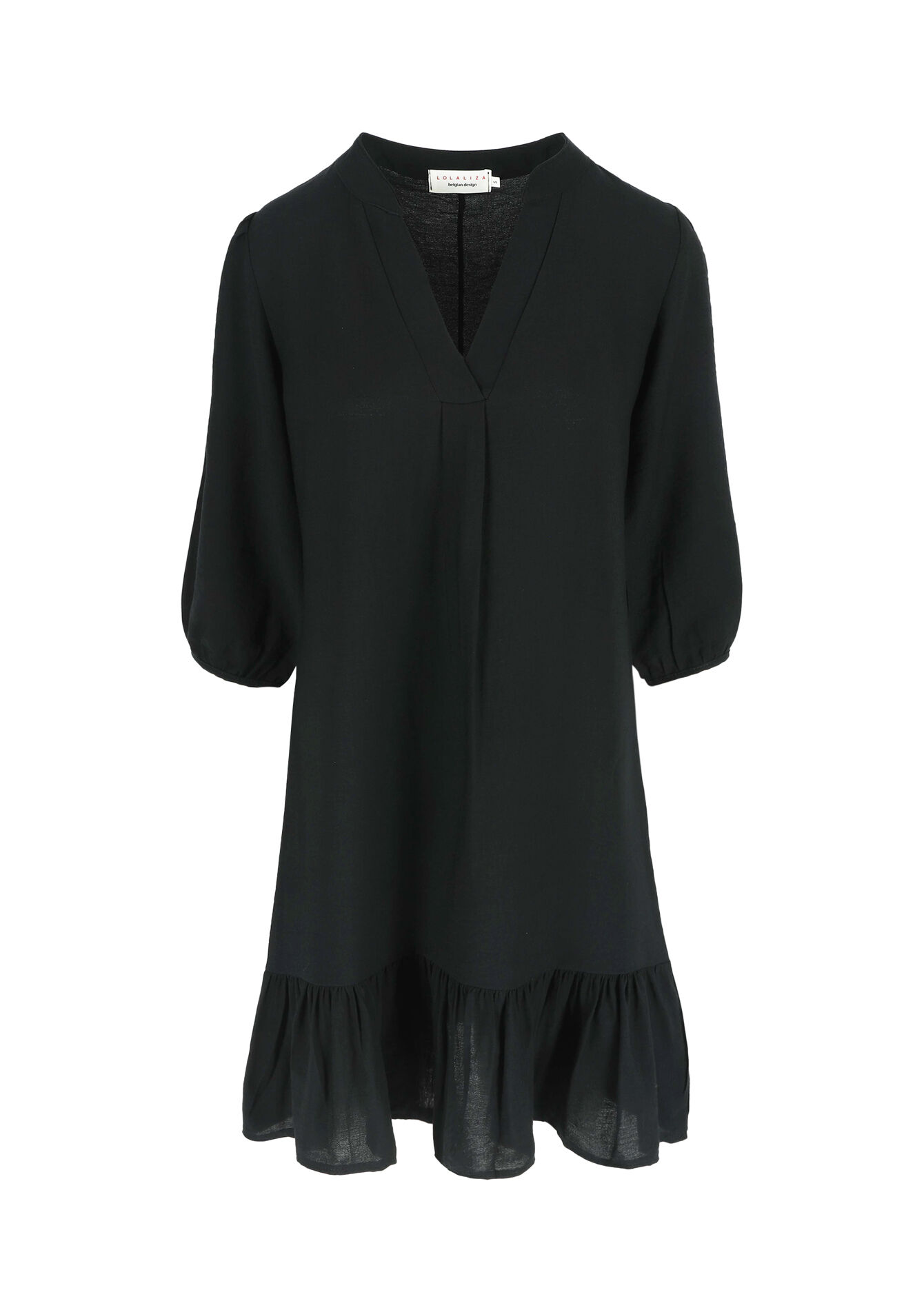 A-lijnjurk met ruches, A-lijnjurk met ruches - BLACK - 08103852_1119