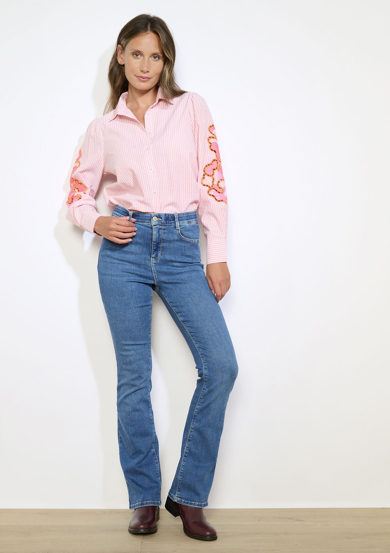 Bootcut jeans hoge taille, Bootcut jeans hoge taille - MEDIUM BLUE - 22000616_0500