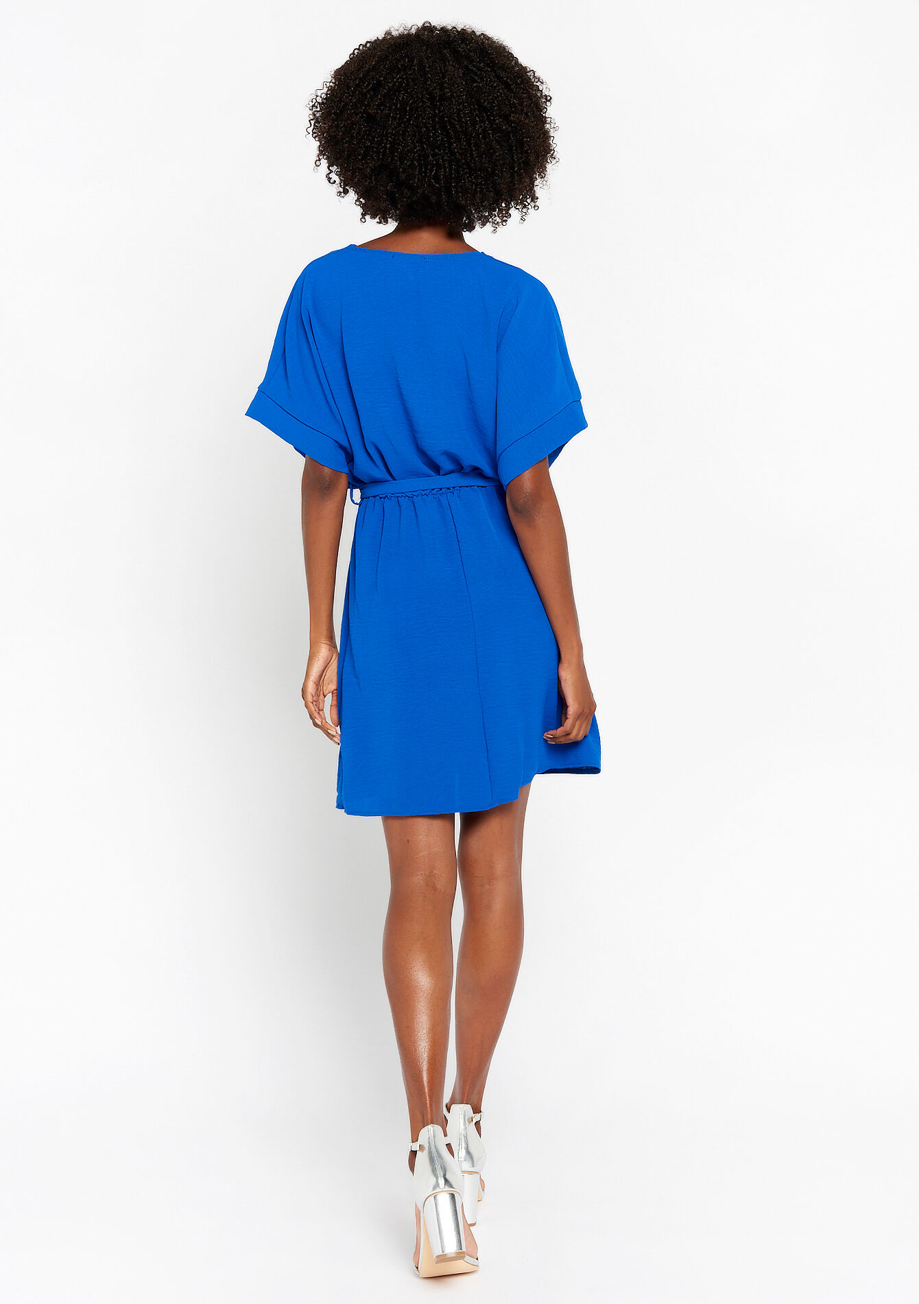 Robe cache-coeur avec lien à nouer, Robe cache-coeur avec lien à nouer - ELECTRIC BLUE - 1082605