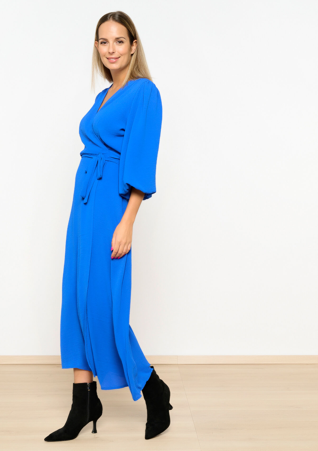 Wikkeljurk met ballonmouwen, Wikkeljurk met ballonmouwen - BLUE COBALT - 08103767_2925