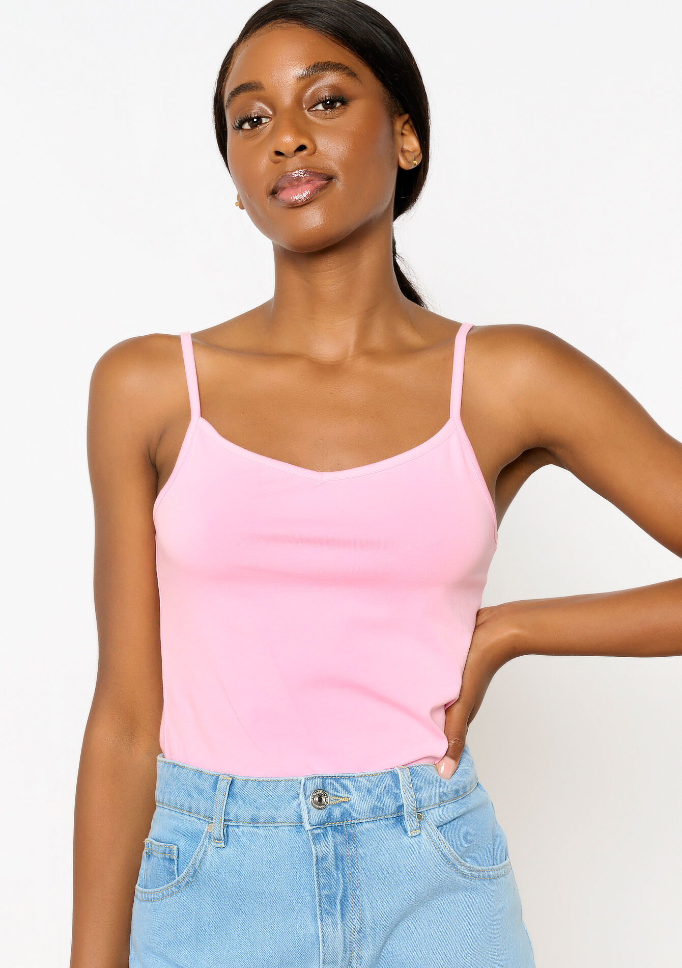 Top met spaghetti-bandjes, Top met spaghetti-bandjes - PINK BUBBLEGUM - 02200377_1477