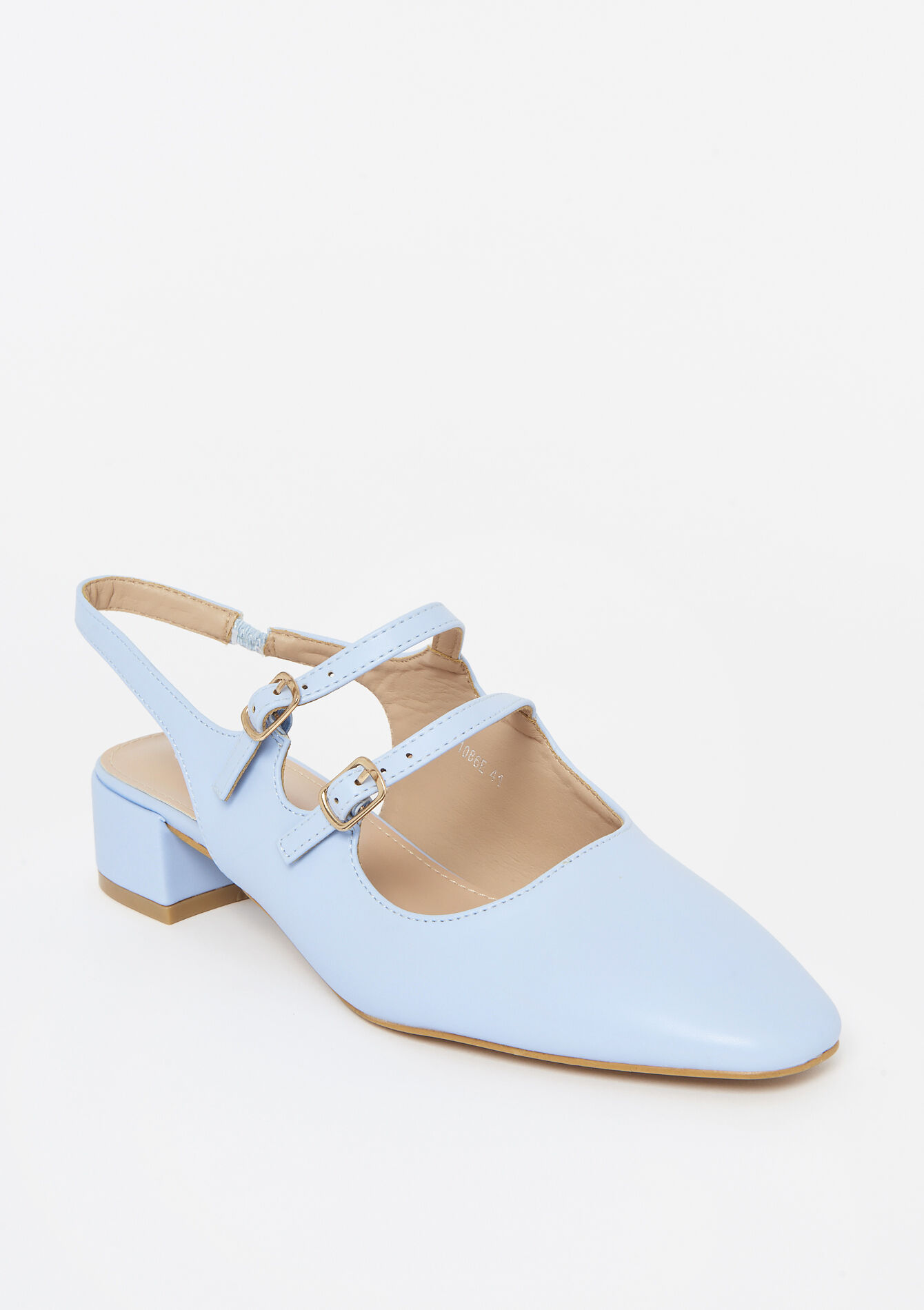Faux leather strap ballerinas - BLUE PASTEL - 13100326_3003
