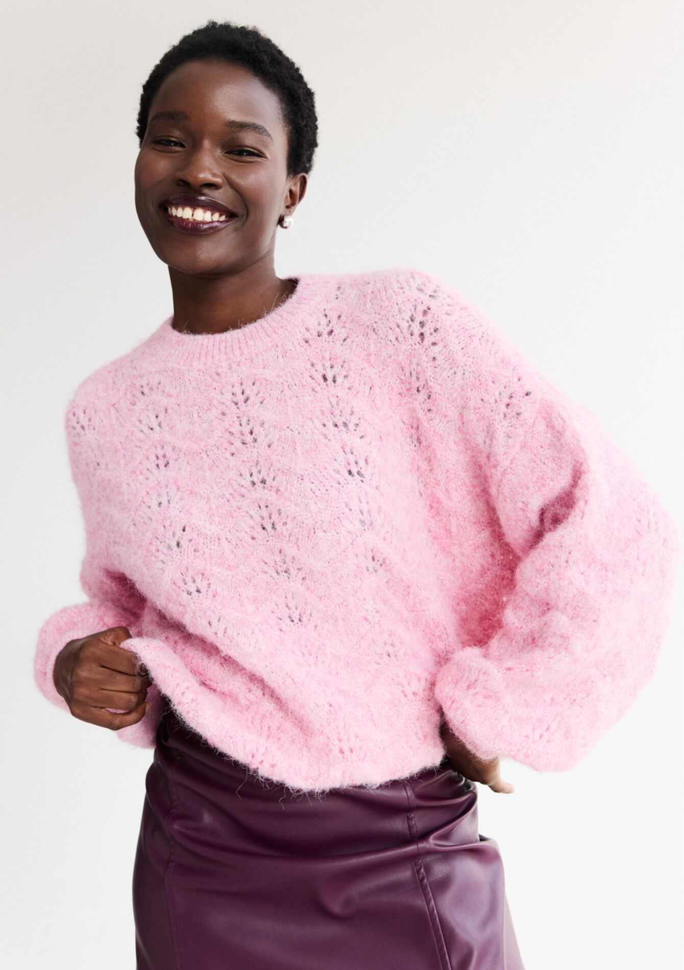 Zachte trui met textuur, Zachte trui met textuur - LIGHT PINK - 04007095_1303