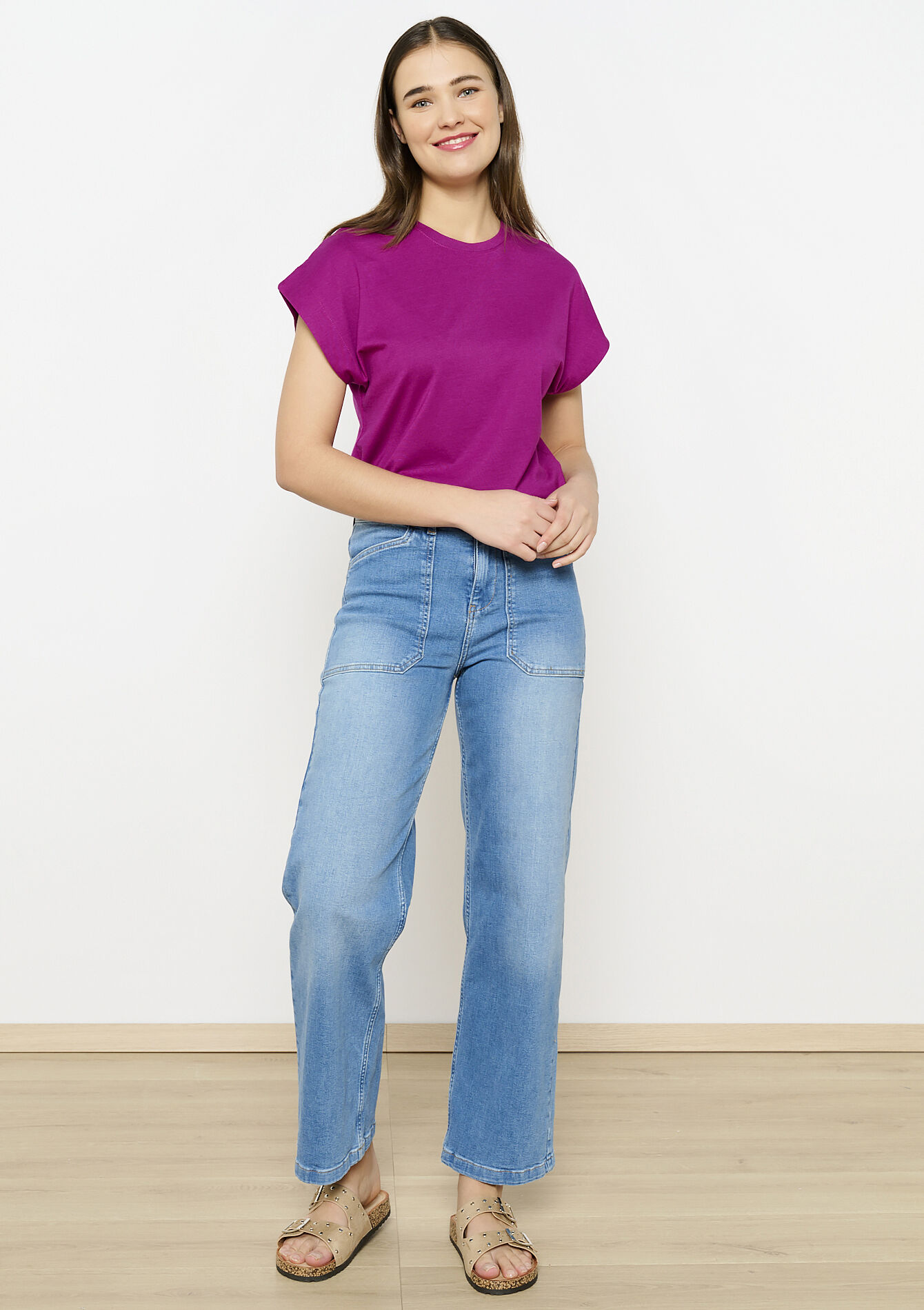 Basic katoenen T-shirt - VIOLINE - 02301672_2576