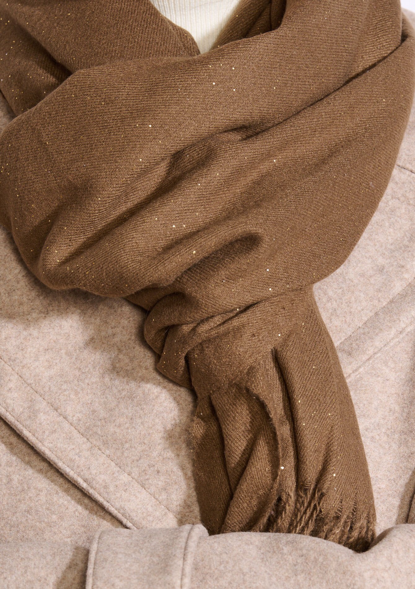 Zachte glinsterende sjaal - RUST BROWN - 17101419_1283