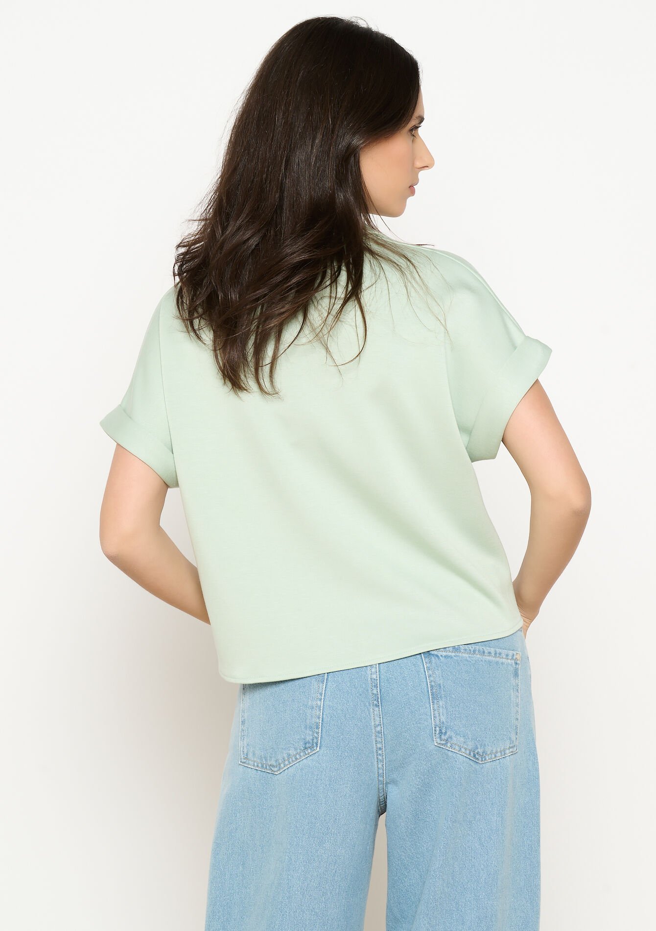 Losvallend hemd met korte mouwen, Losvallend hemd met korte mouwen - MINT GREEN - 02301804_1723