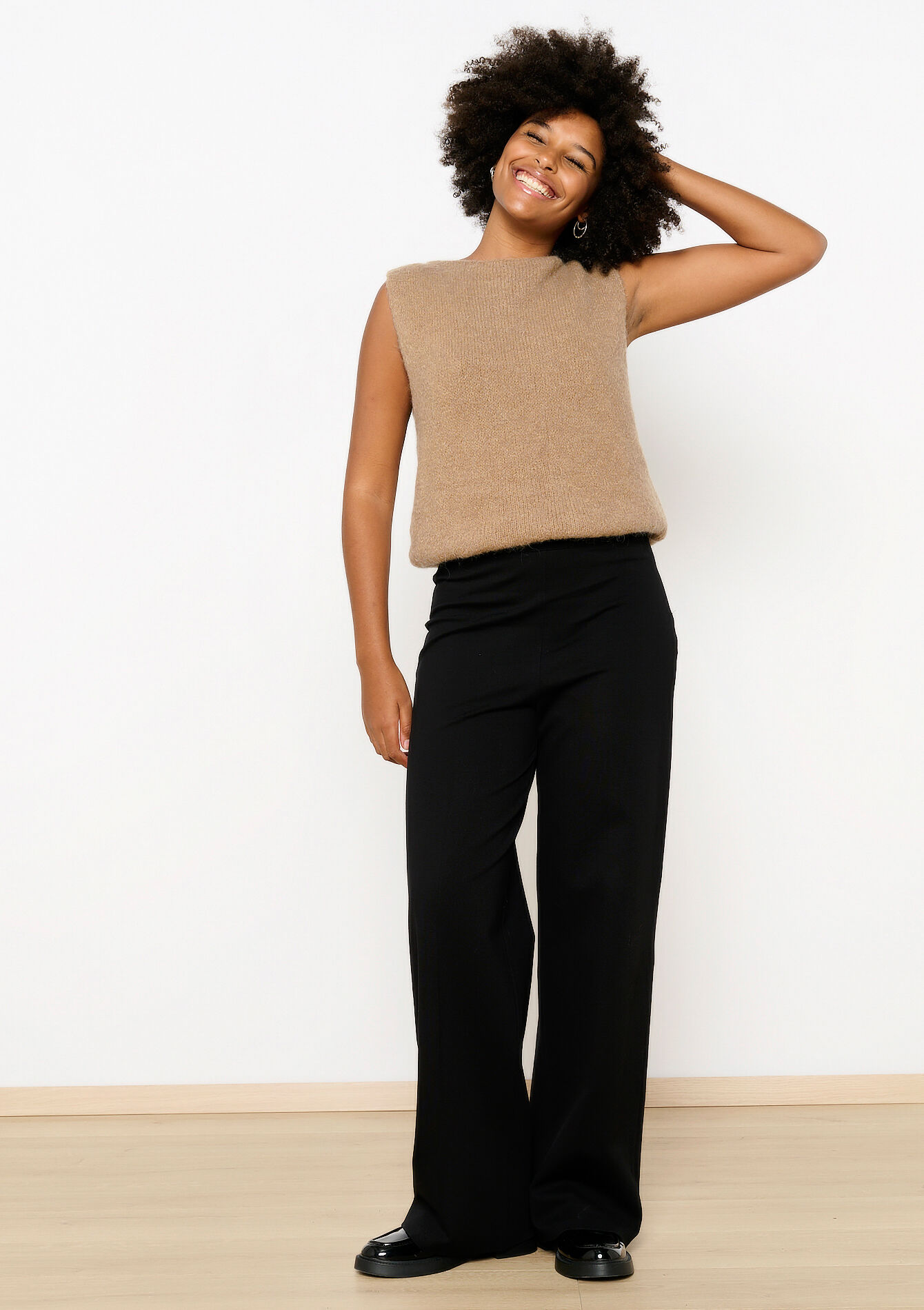 Pullover sans manches en mohair - CAMEL - 04006687_950