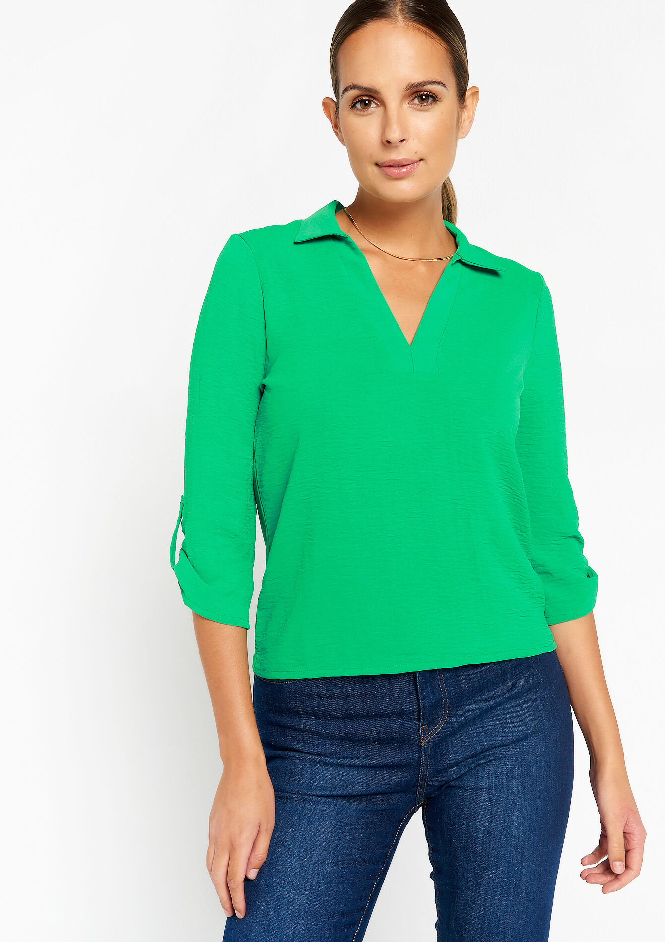 Blouse met V-hals - GREEN APPLE - 02301476_1783