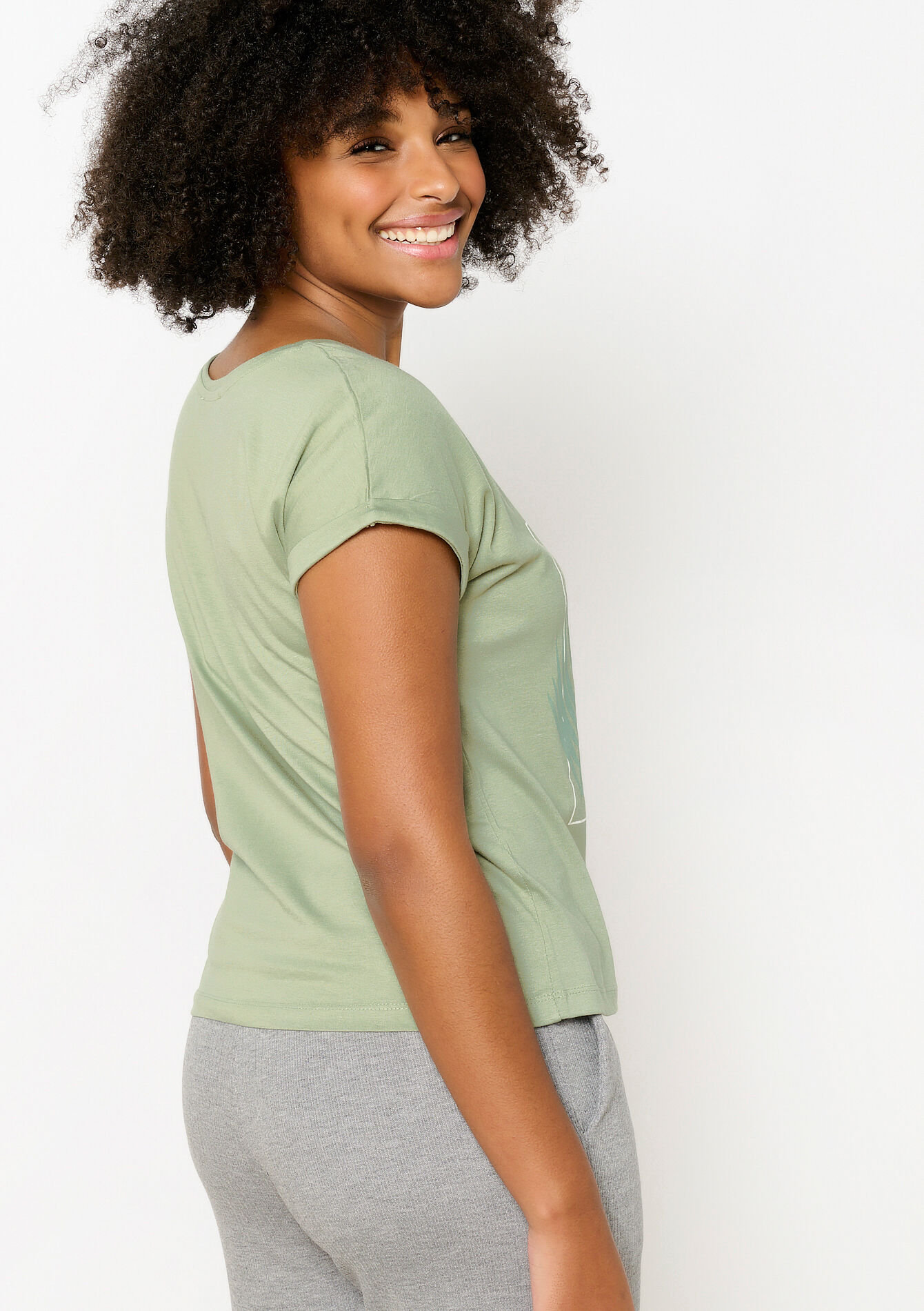 T-shirt met artwork, T-shirt met artwork - KHAKI FADED - 02301643_4326