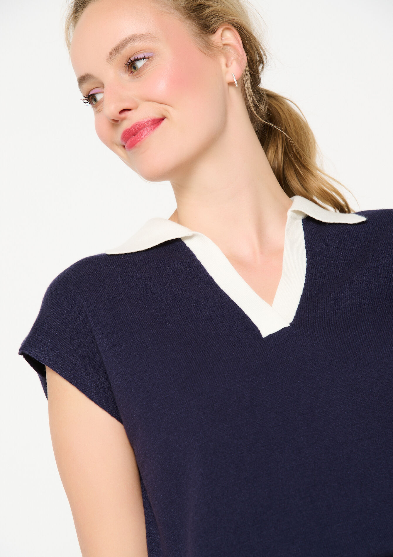 Sweater with polo collar, Sweater with polo collar - NAVY BASIC - 04006792_2723