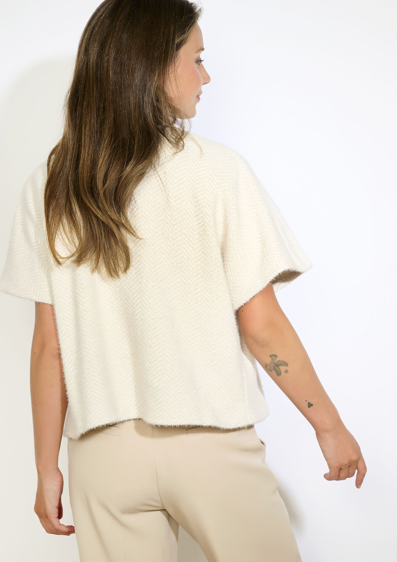 buttoned textured vest, buttoned textured vest - VANILLA WHITE - 09101092_1013