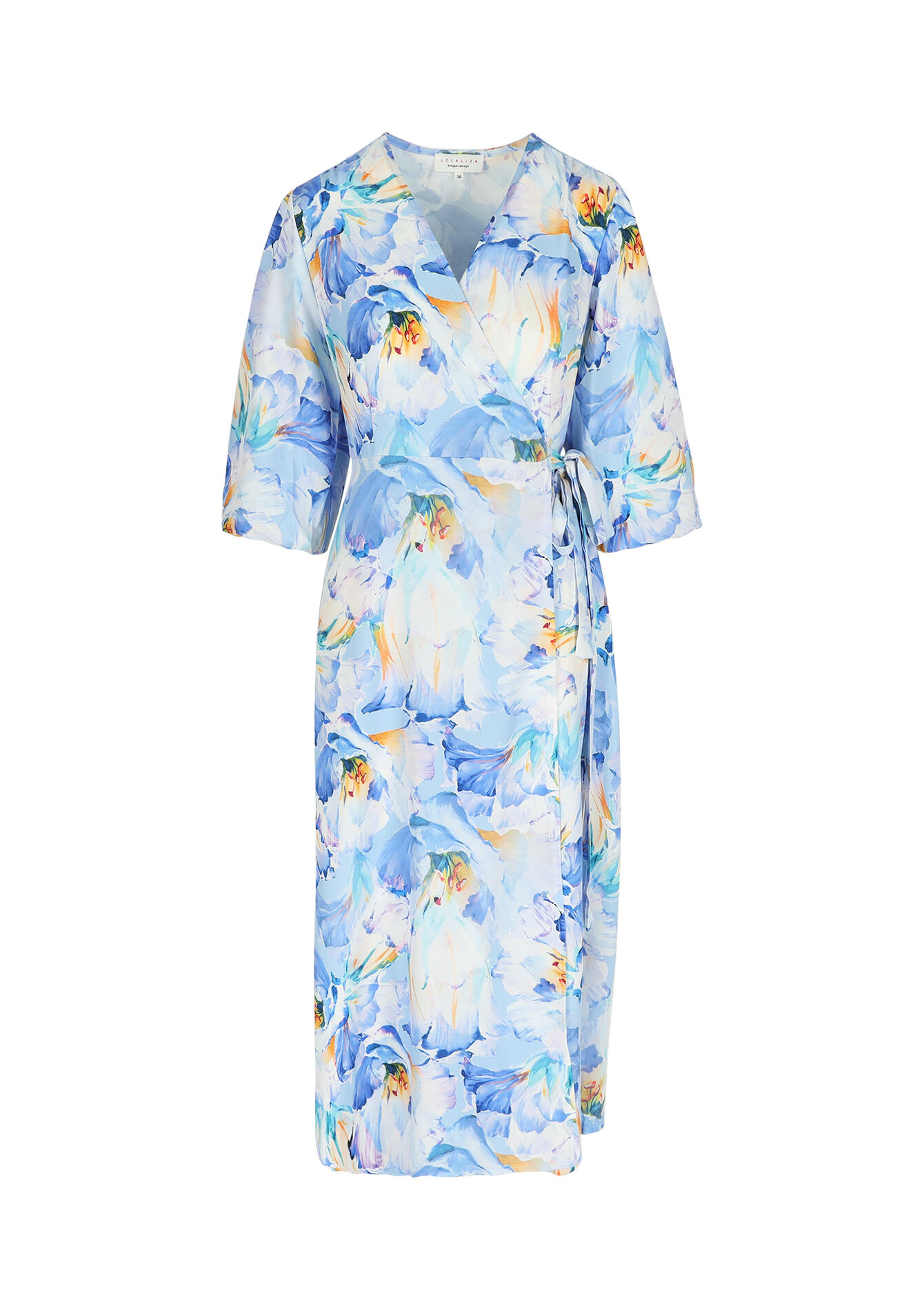 Wikkeljurk met bloemenprint, Wikkeljurk met bloemenprint - PASTEL BLUE - 08103529