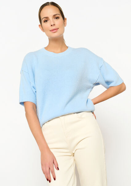 Short-sleeved pullover - BLUE PASTEL - 04006472_3003