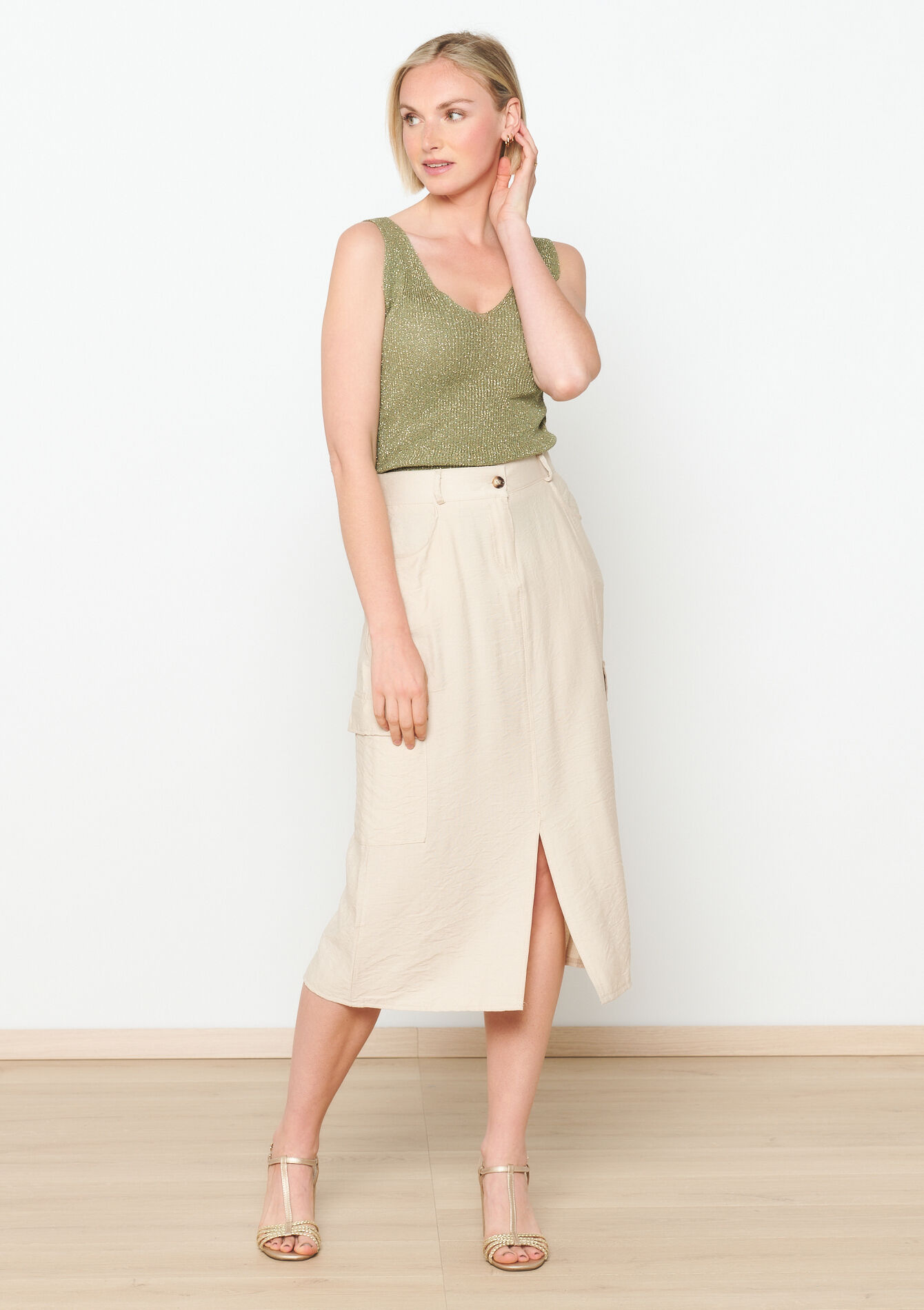 Cargo-rok met split, Cargo-rok met split - LT BEIGE - 07101230_2527