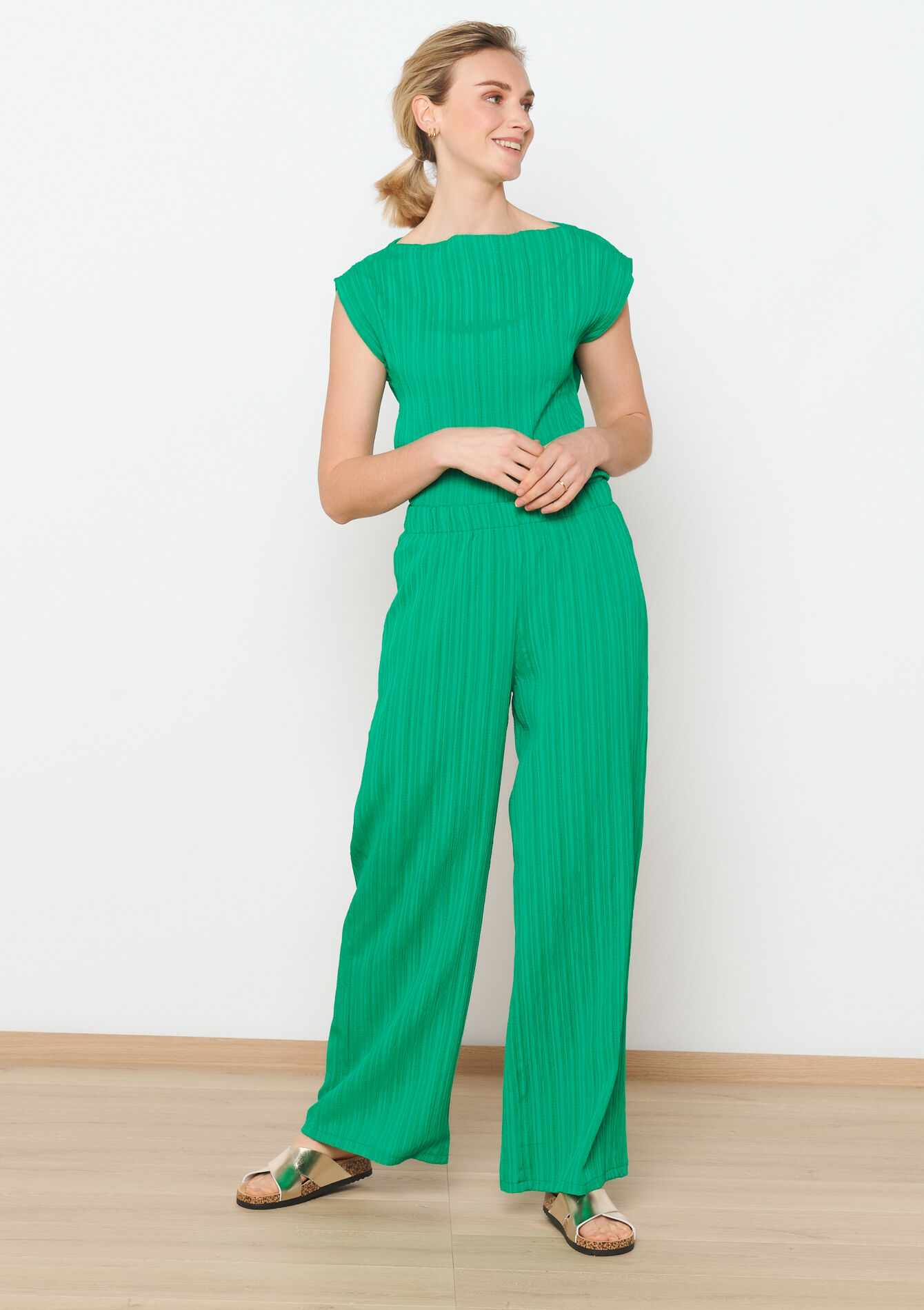 Broek met plissé, Broek met plissé - GREEN APPLE - 06600829_1783