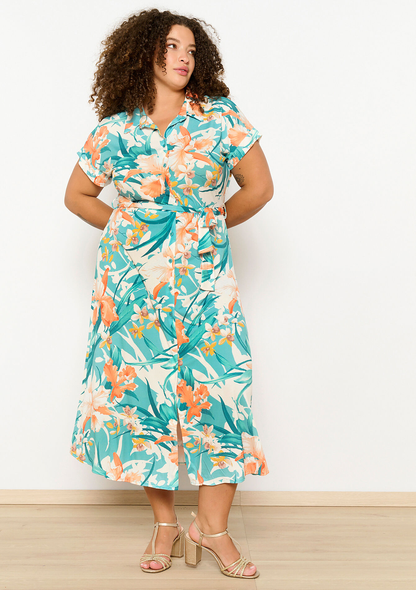 Hemdjurk met bladerprint, Hemdjurk met bladerprint - BLUE LAGOON - 08103639_2521