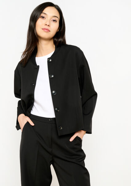 Bomber jacket with decorative buttons - BLACK - 09100900_1119