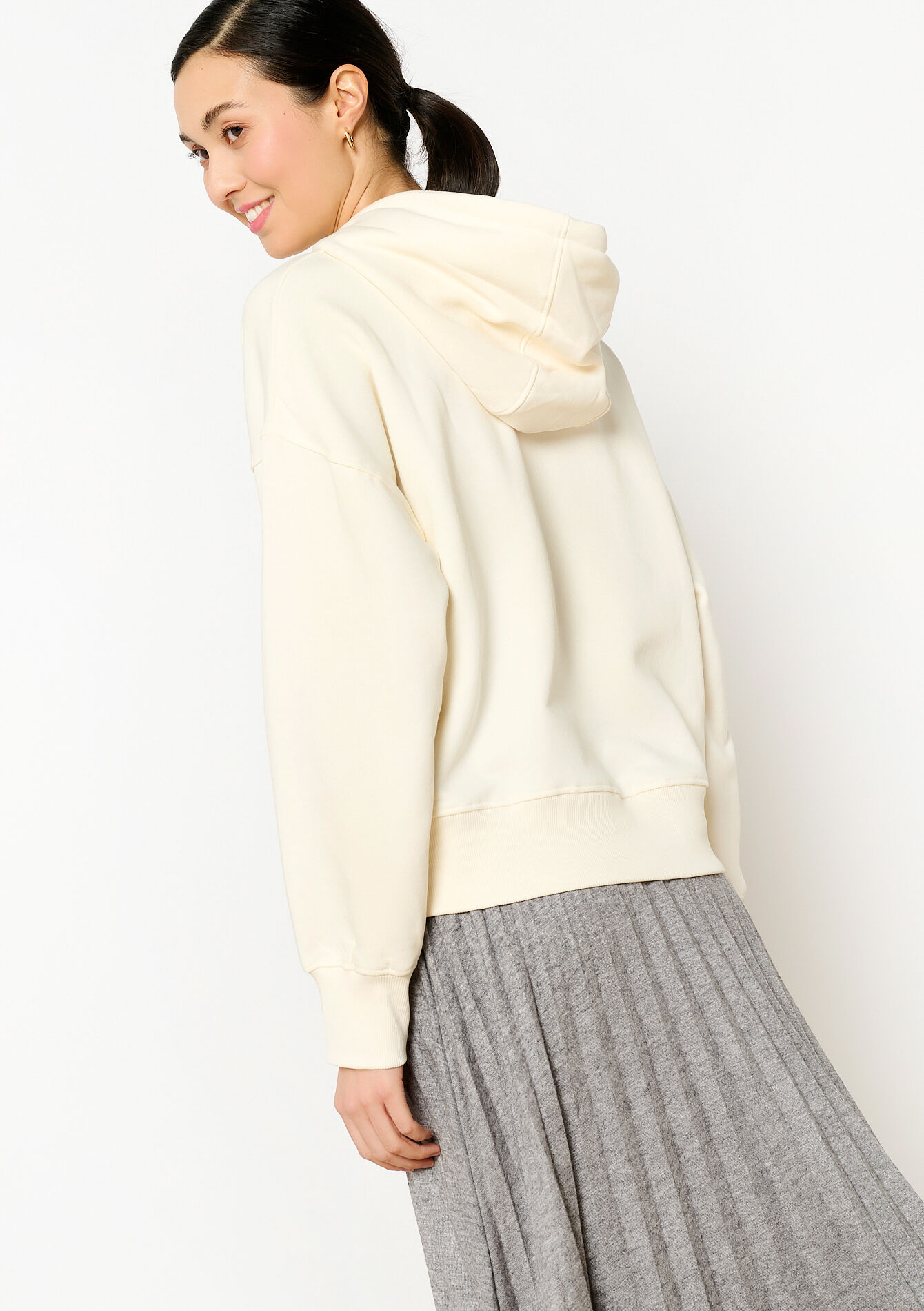 Basic hoodie met studs, Basic hoodie met studs - VANILLA WHITE - 1094898