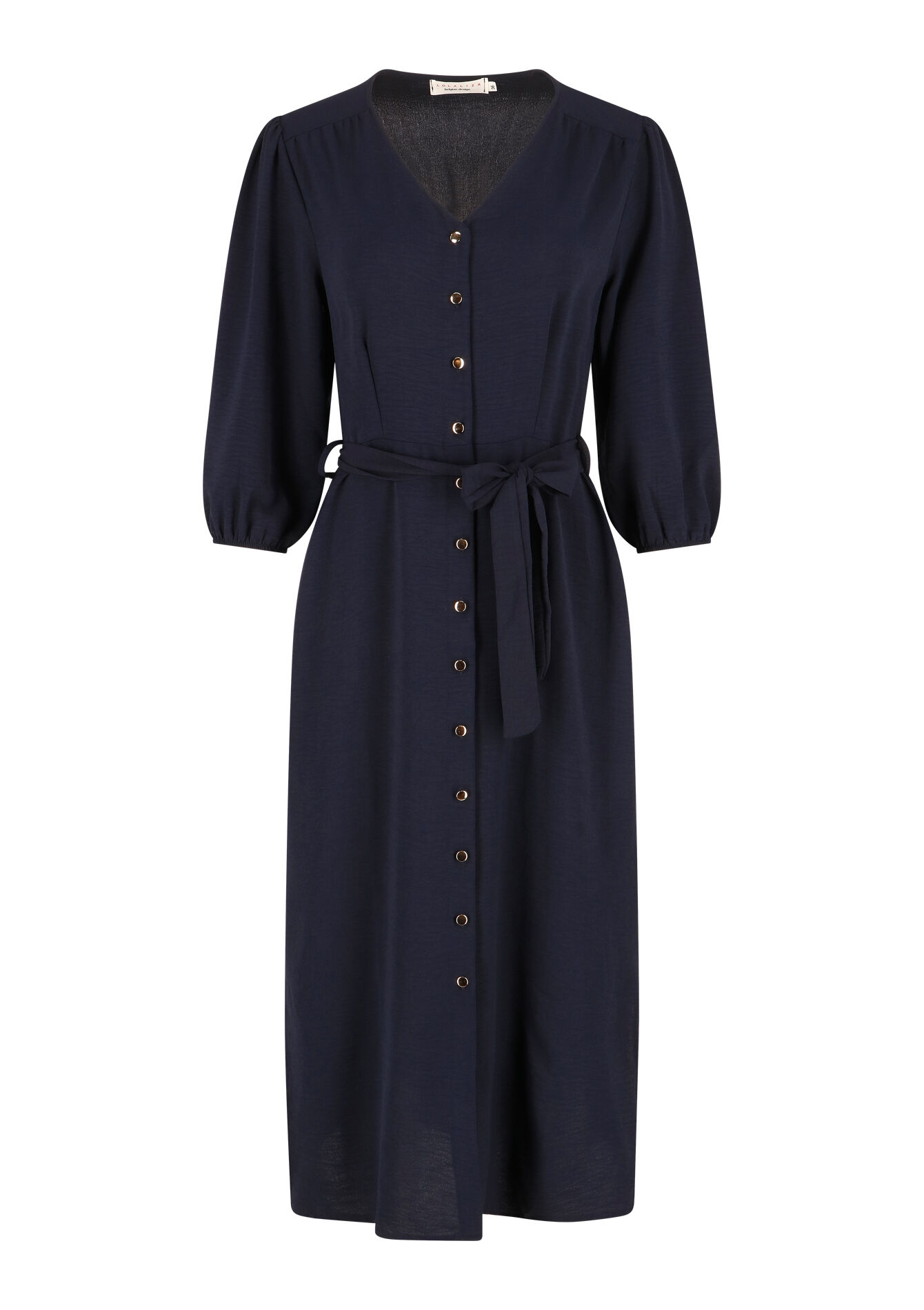 Midi-jurk in kreukstof, Midi-jurk in kreukstof - NAVY BASIC - 08602195_2723