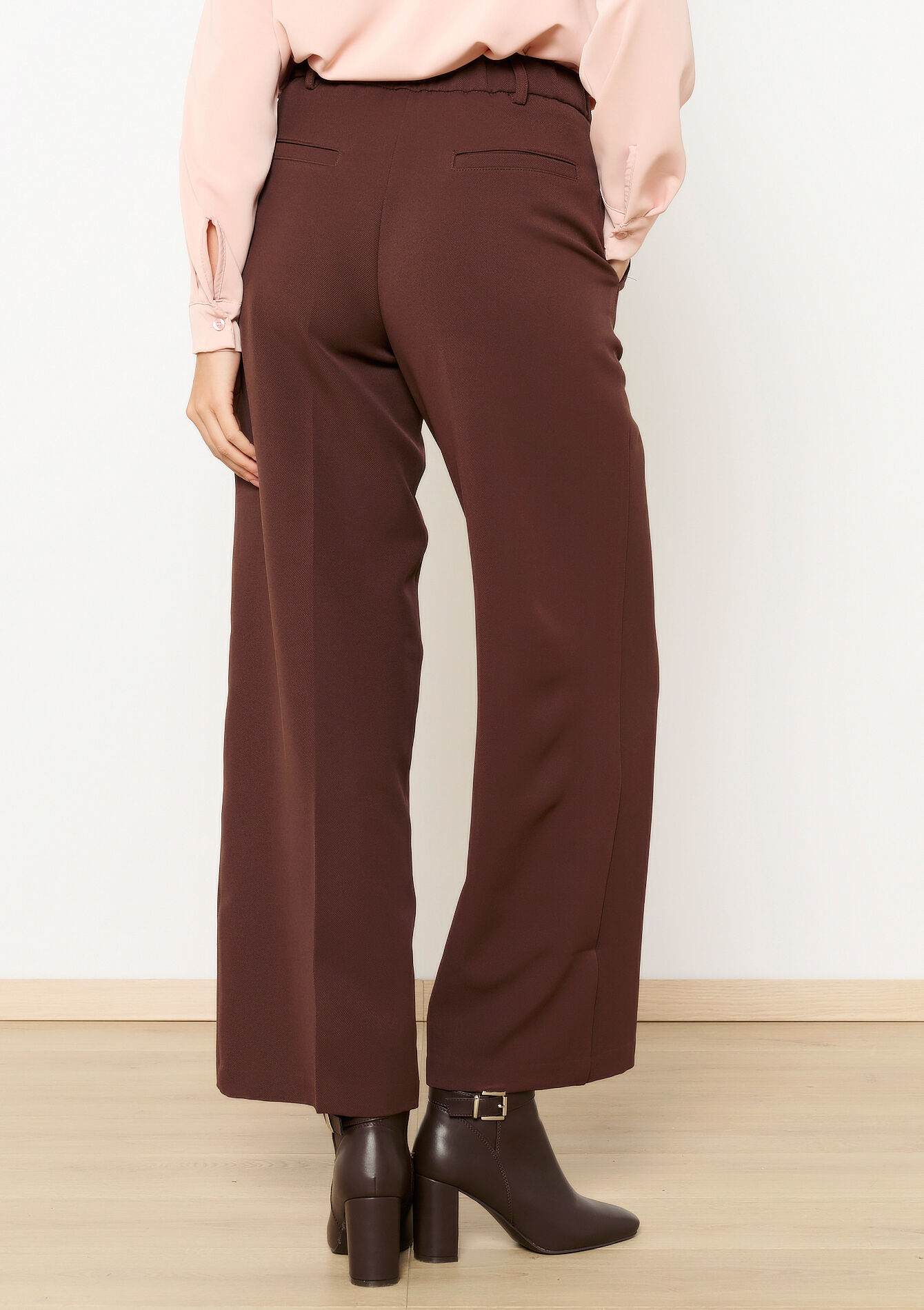 Wide leg broek in twill, Wide leg broek in twill - BROWN DARK CHOCOLATE - 06600957_3720