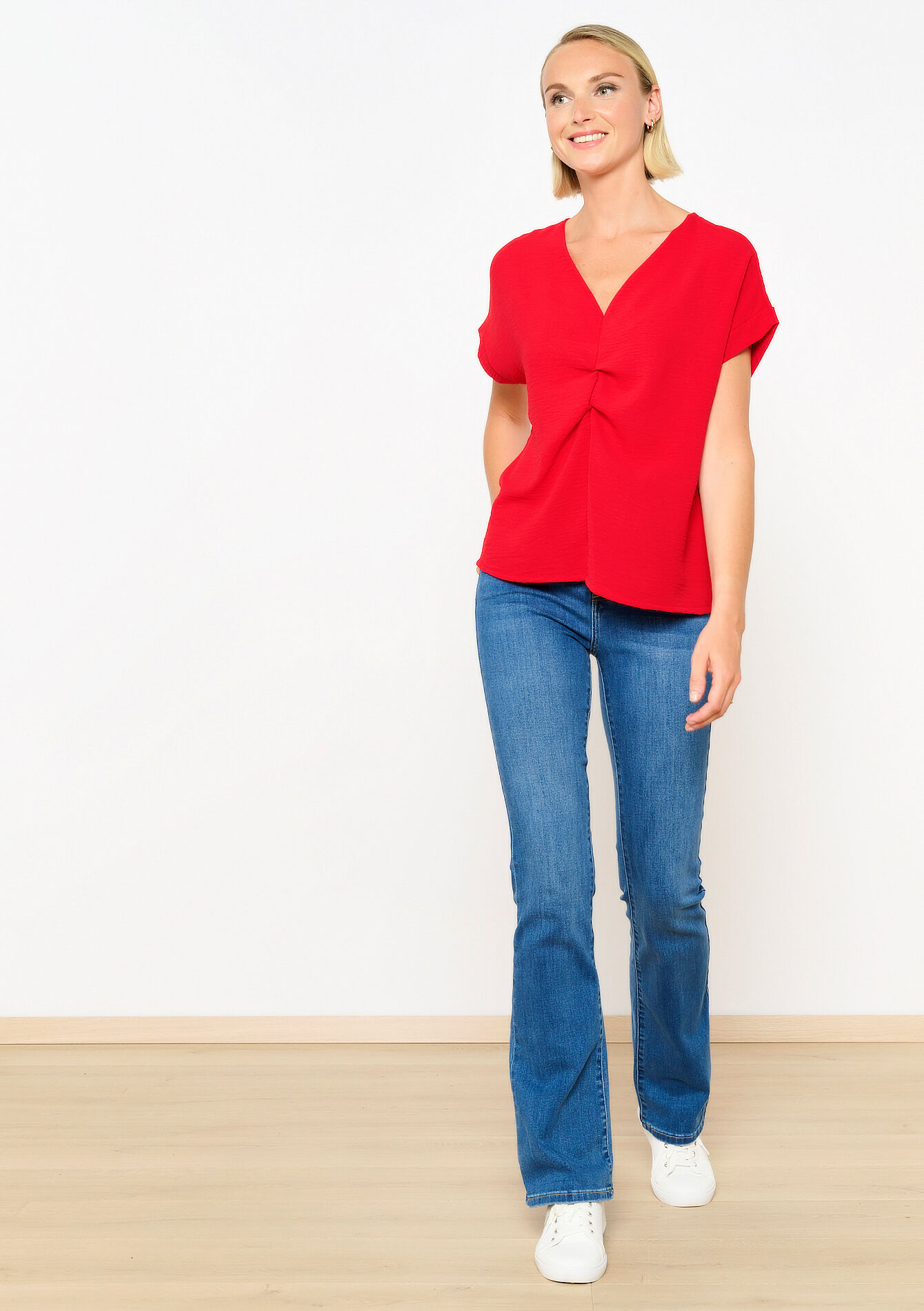 Blouse met V-hals, Blouse met V-hals - RED LOLLIPOP - 05702624_5301