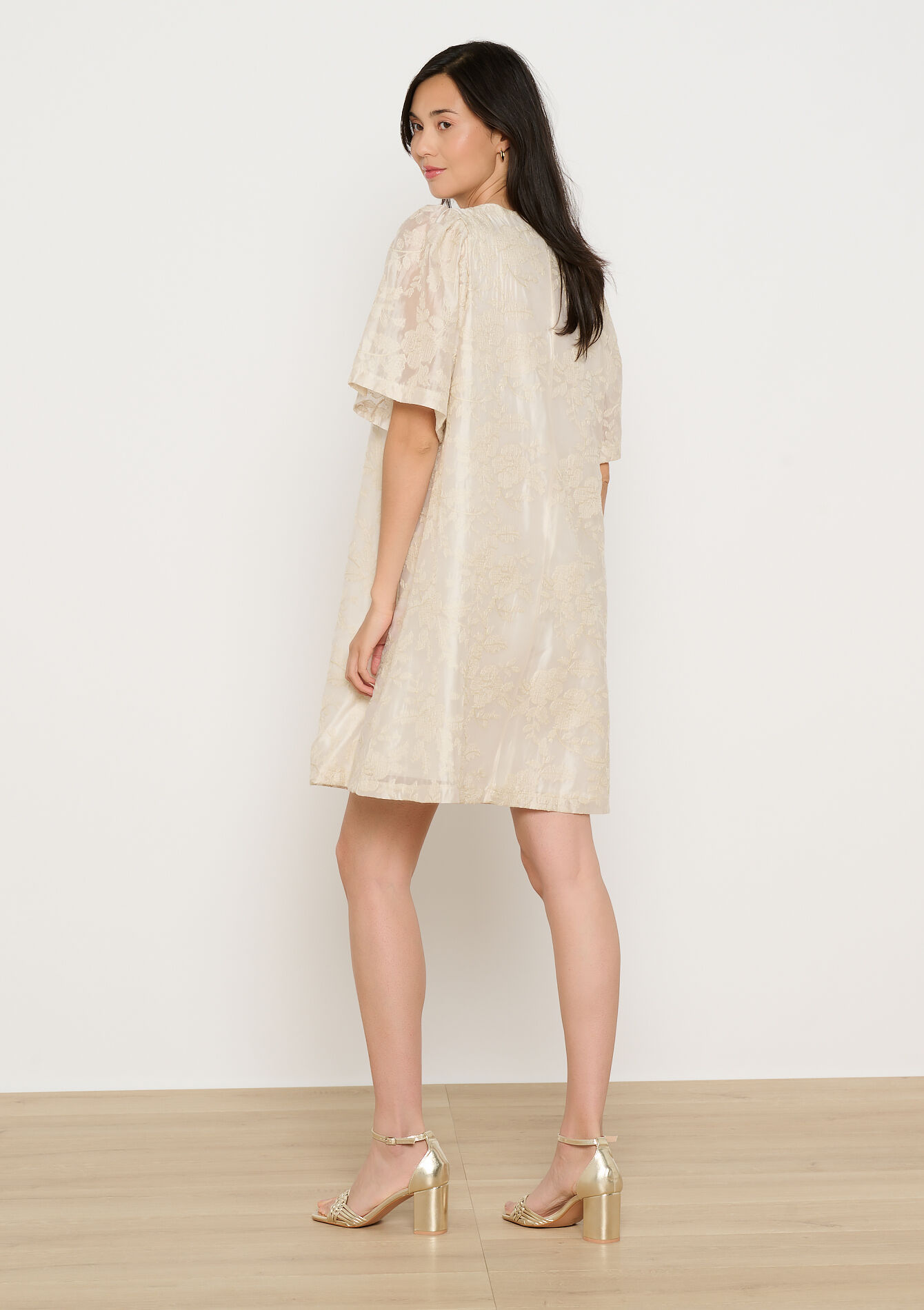 Geborduurde A-lijnjurk, Geborduurde A-lijnjurk - VANILLA WHITE - 08104159