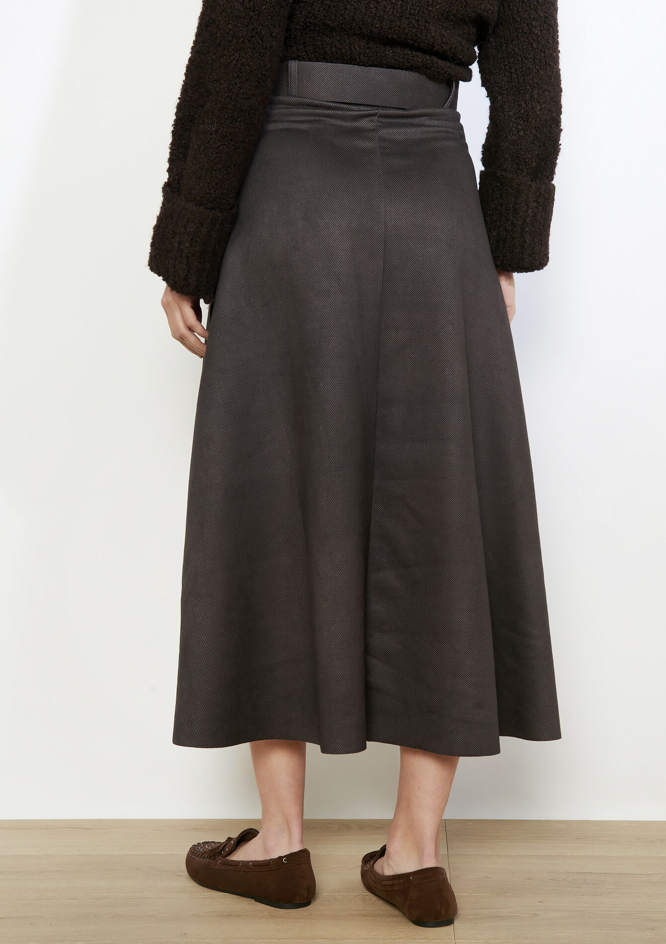 Lange uitlopende rok, Lange uitlopende rok - BROWN DARK CHOCOLATE - 07101475_3720