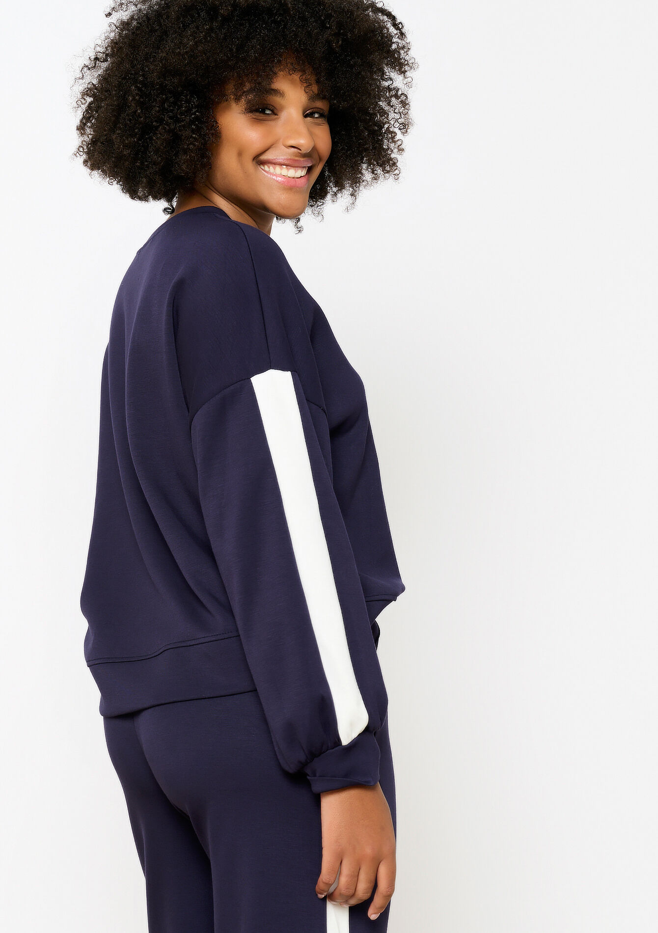Sweatshirt met streep, Sweatshirt met streep - NAVY BASIC - 15100321_2723