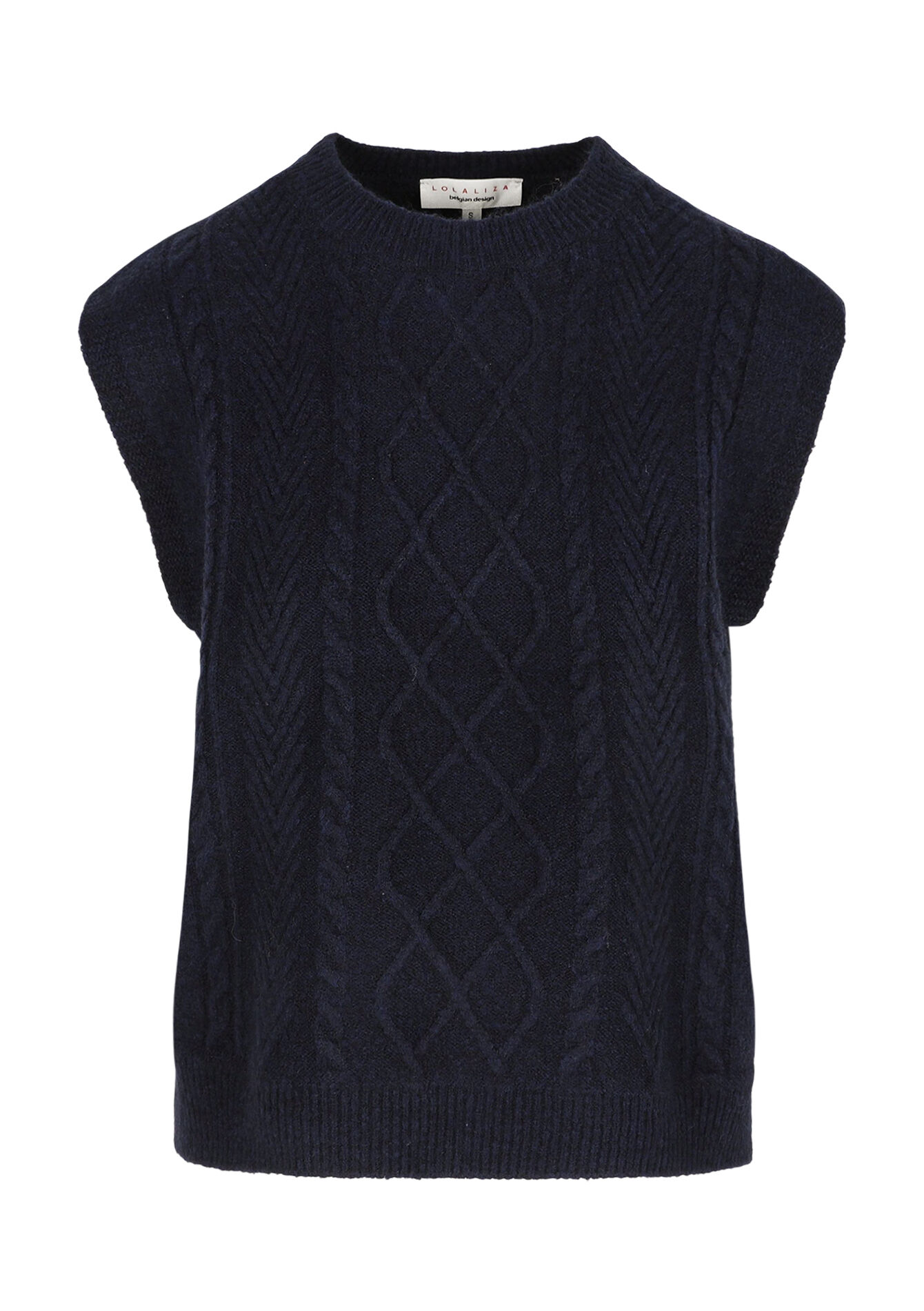 Mouwloze kabelgebreide trui, Mouwloze kabelgebreide trui - NAVY BASIC - 04006931_2723