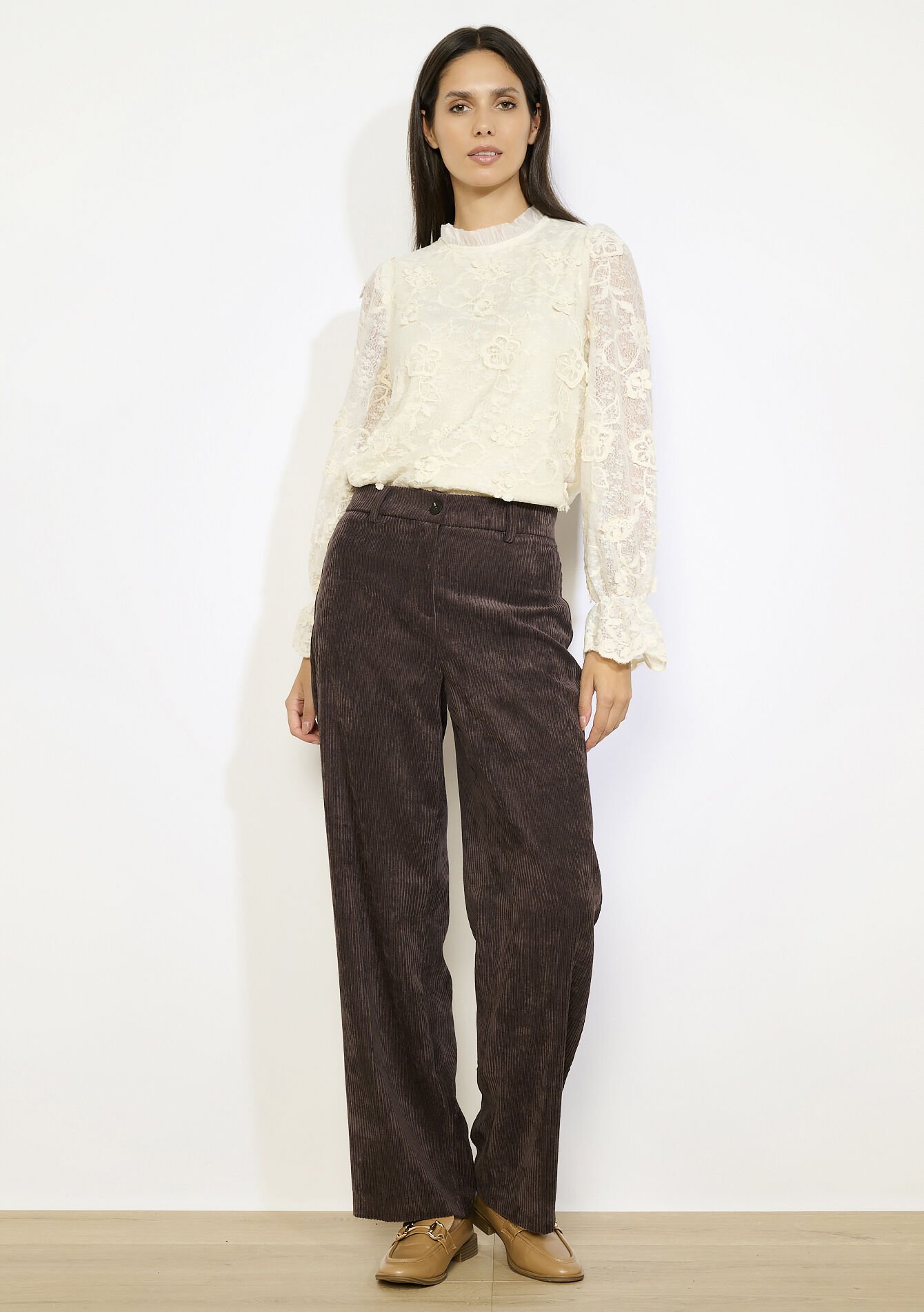 Flared broek in ribfluweel, Flared broek in ribfluweel, , back