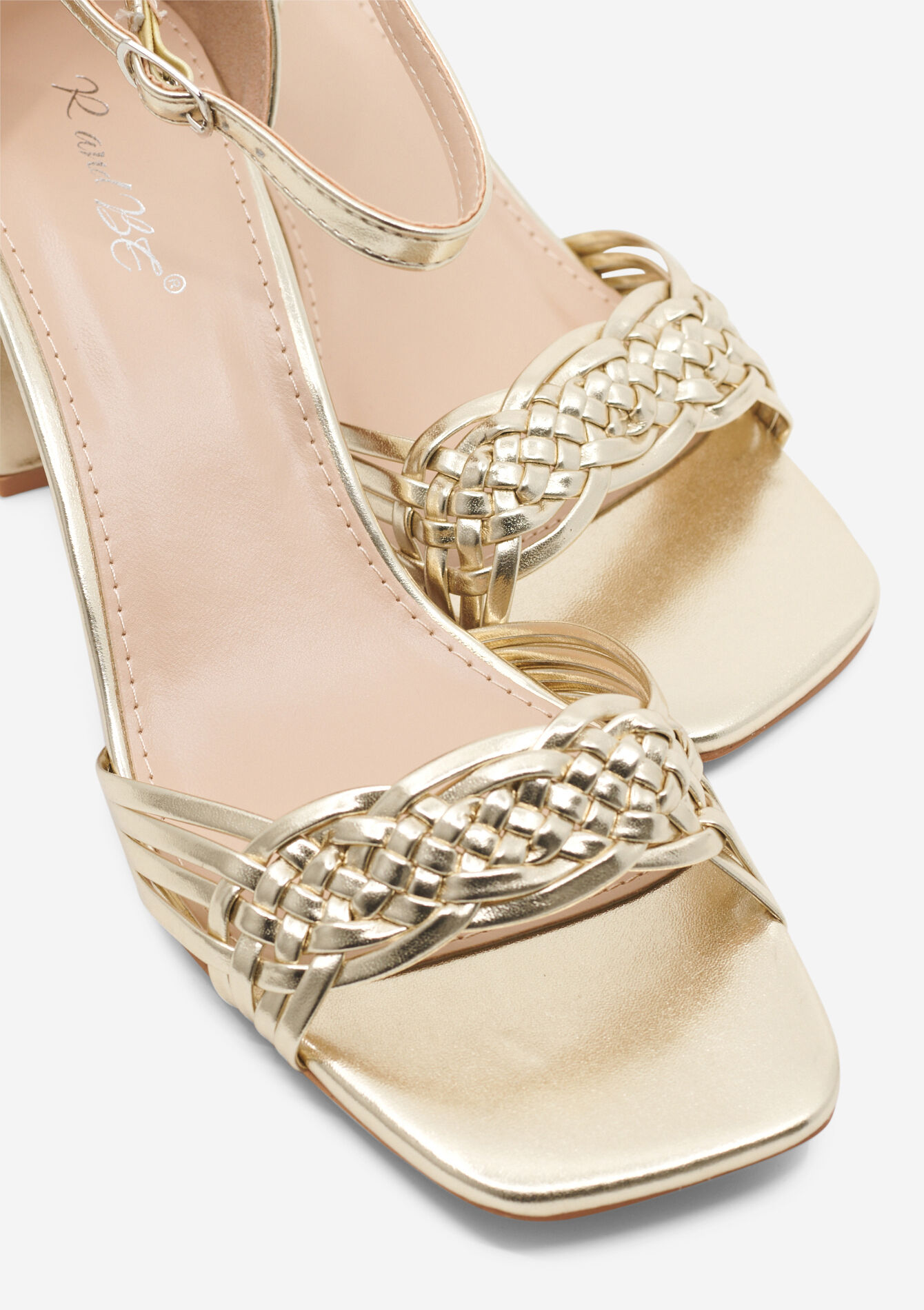 Gevlochten sandalen met hak, Gevlochten sandalen met hak - GOLD - 13000813
