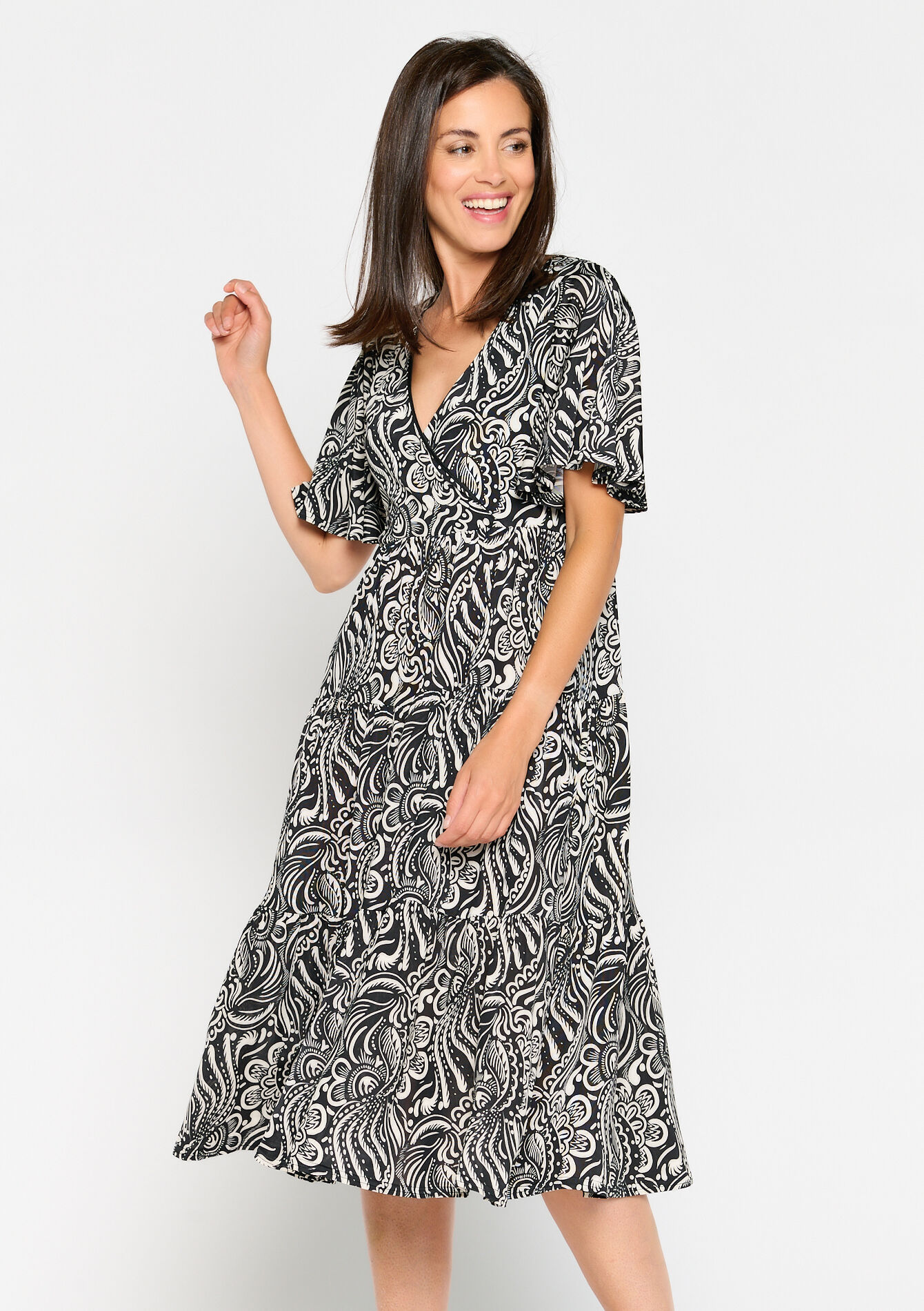 Maxi dress with print, Maxi dress with print - BLACK - 08601730_1119