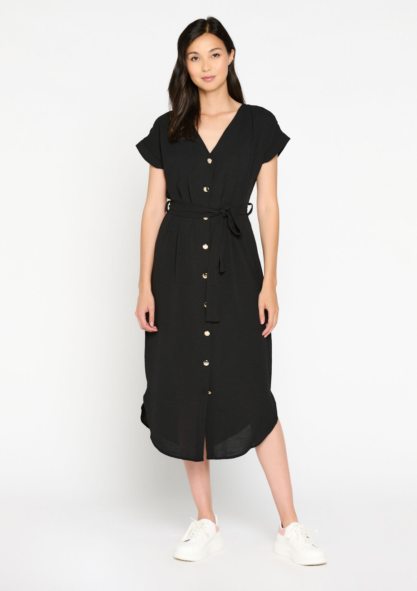 Maxi dress with buttons, Maxi dress with buttons - BLACK - 08601960_1119