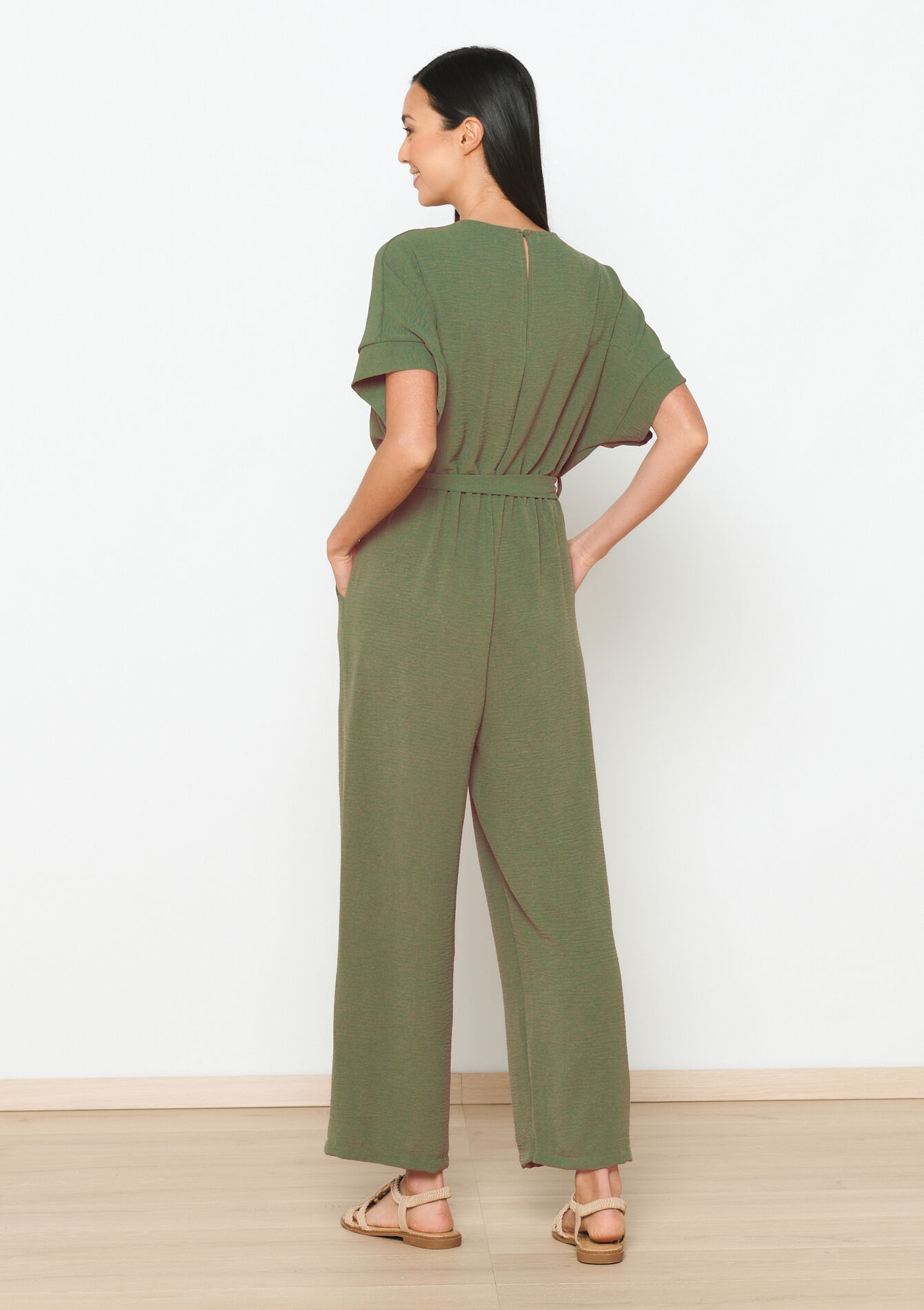 Combinaison fluide ceinturée, Combinaison fluide ceinturée - KHAKI MED - 06004580_4327