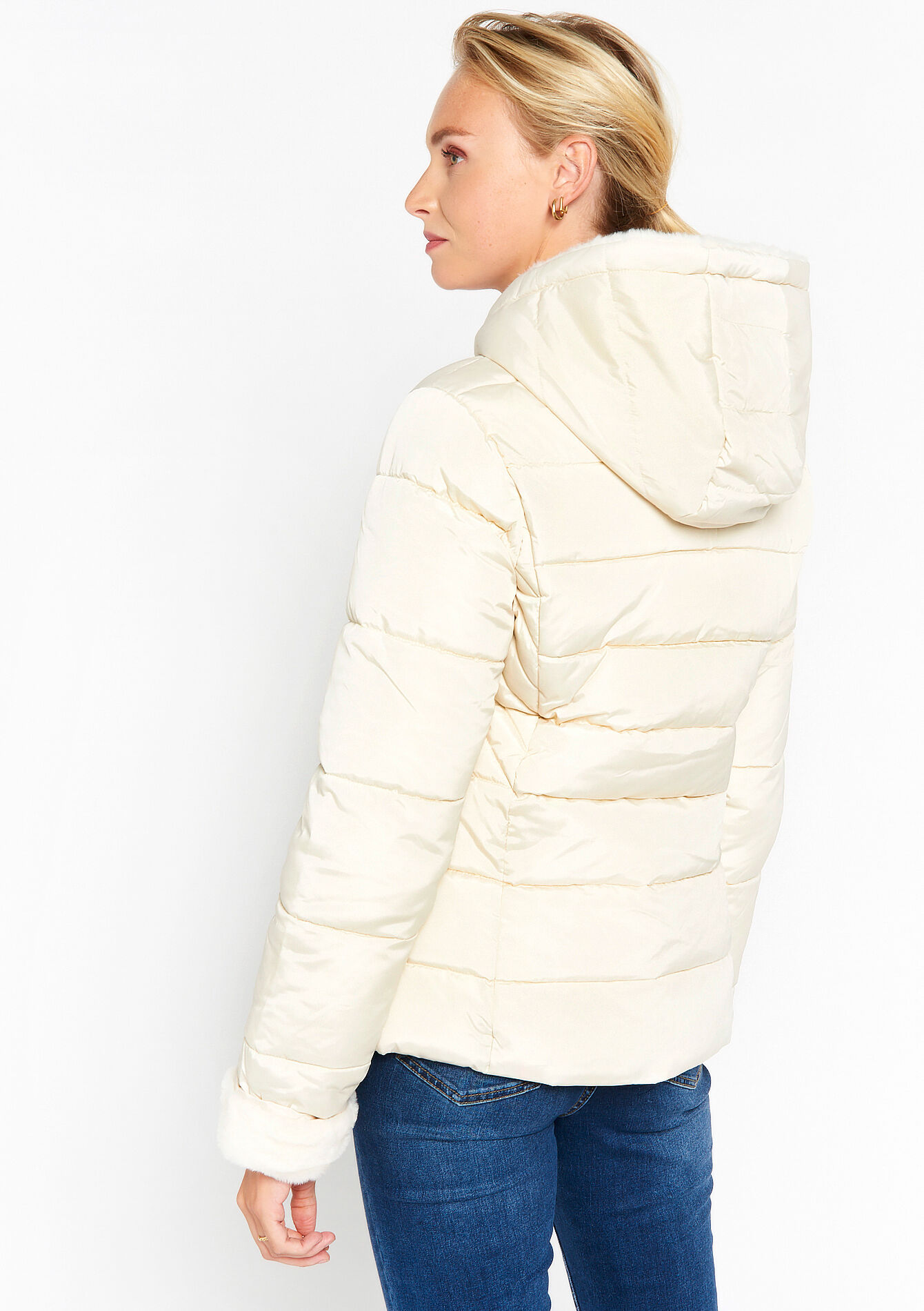 Manteau matelassé avec fourrure, Manteau matelassé avec fourrure - VANILLA WHITE - 23000600_1013