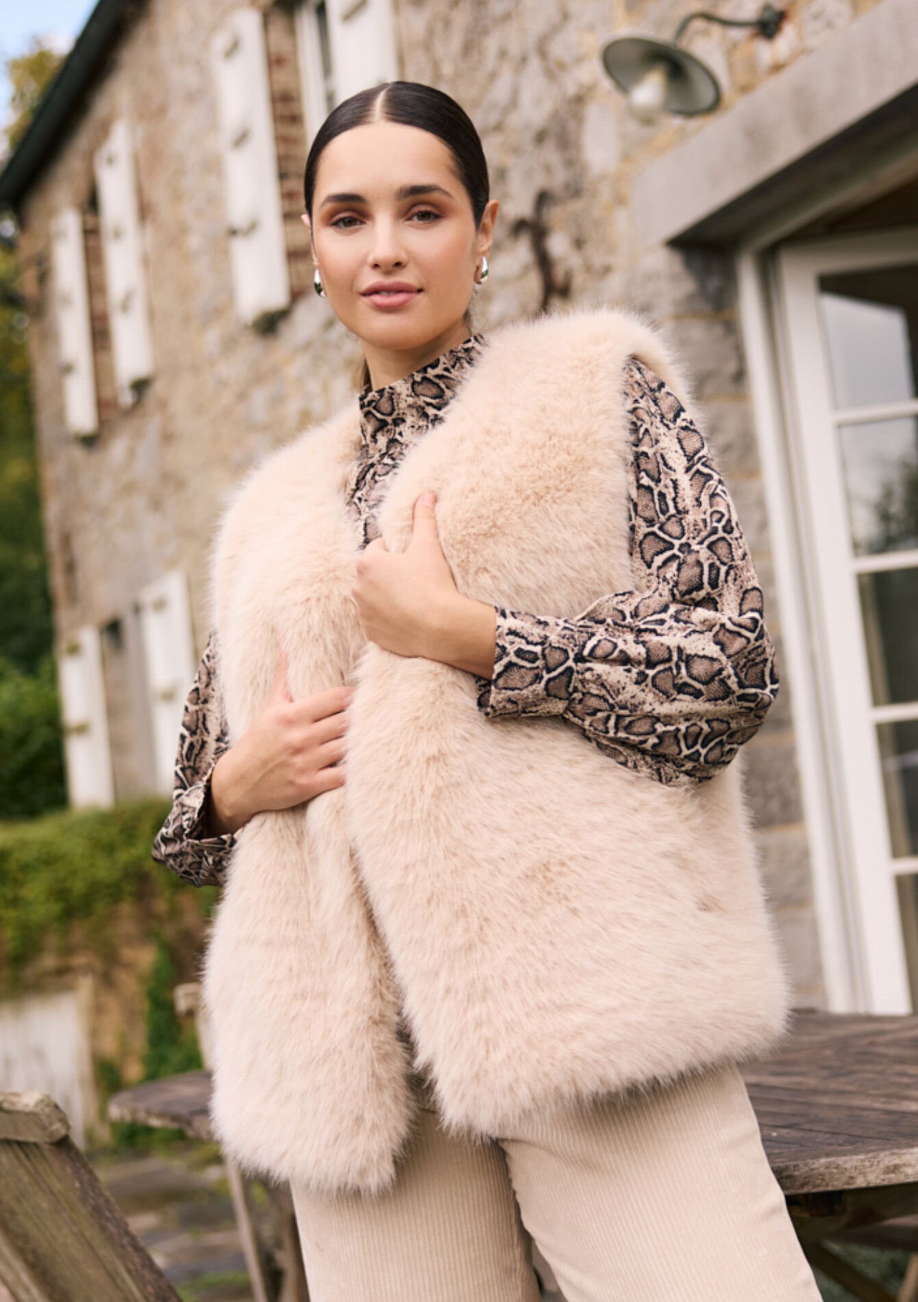 Soft sleeveless faux-fur vest, Soft sleeveless faux-fur vest, , back