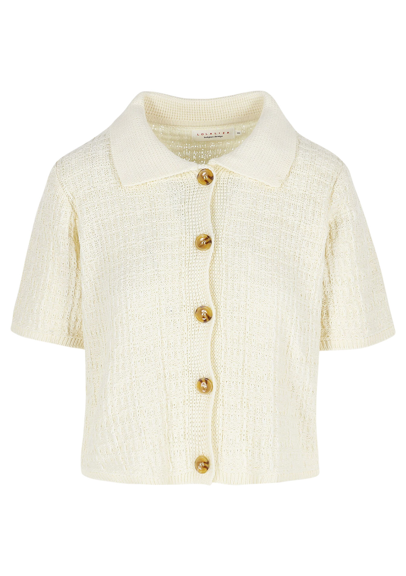 Cropped textured top - VANILLA WHITE - 02301827