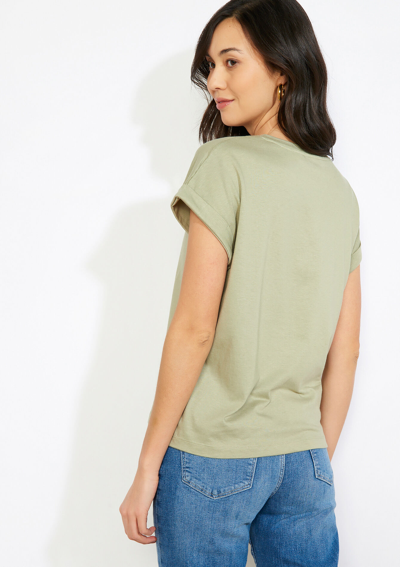 Losvallende T-shirt - KHAKI FADED - 02301926_4326