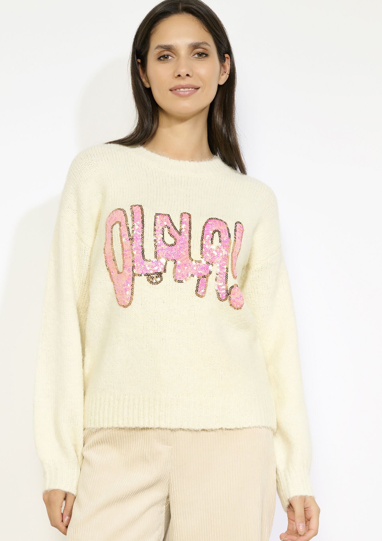 Trui met pailletten, Trui met pailletten - VANILLA WHITE - 04007062