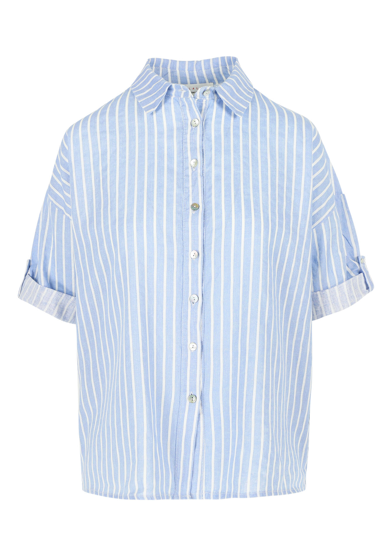 Linnen hemd met streepjes, Linnen hemd met streepjes - BLUE PASTEL - 05702570_3003