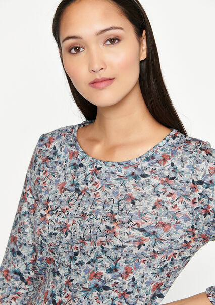 Sweatshirt met bloemenprint - GREY BLUE - 03001561_768