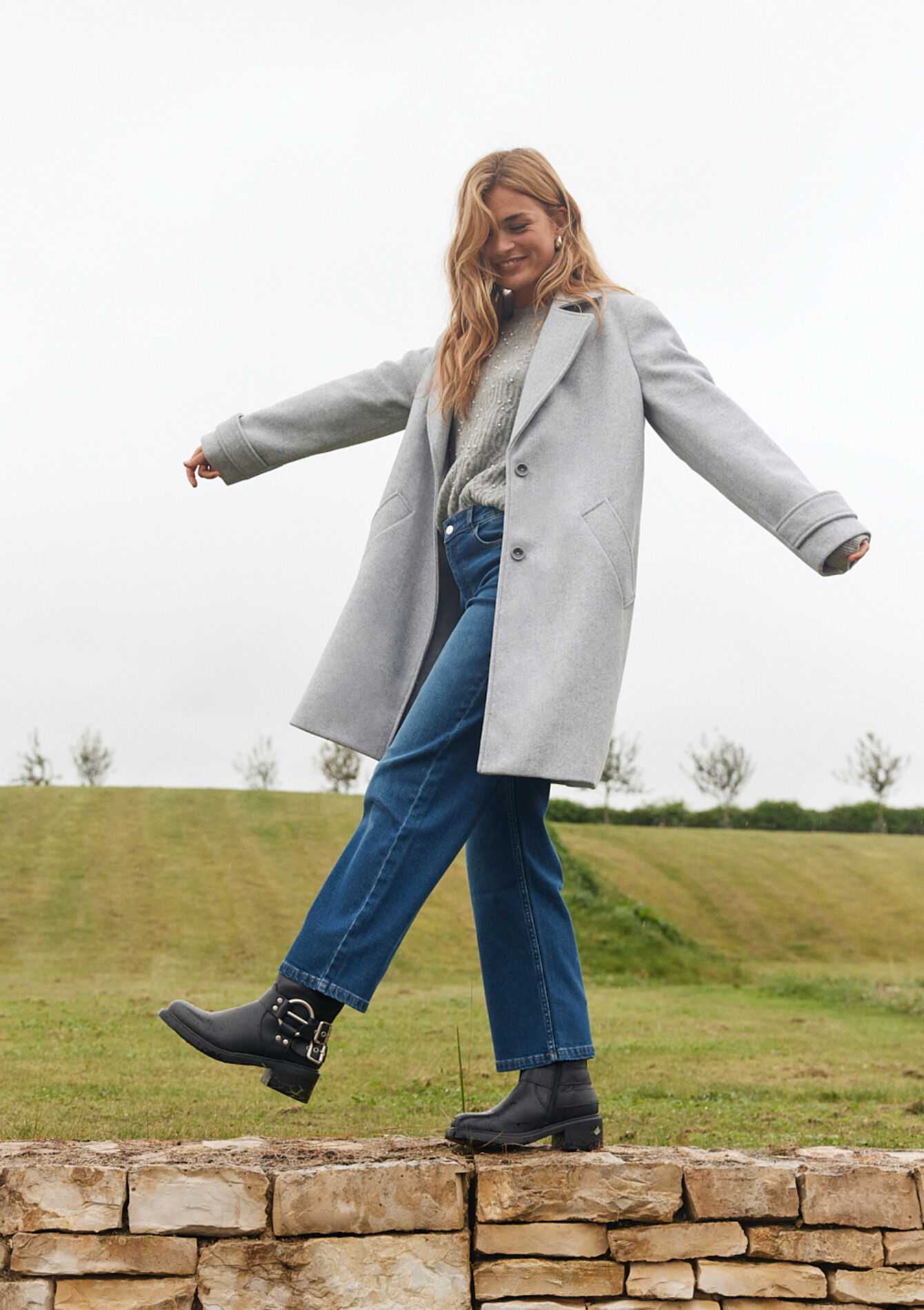 Middellange jas, Middellange jas - GREY MED MEL - 23000676_3507