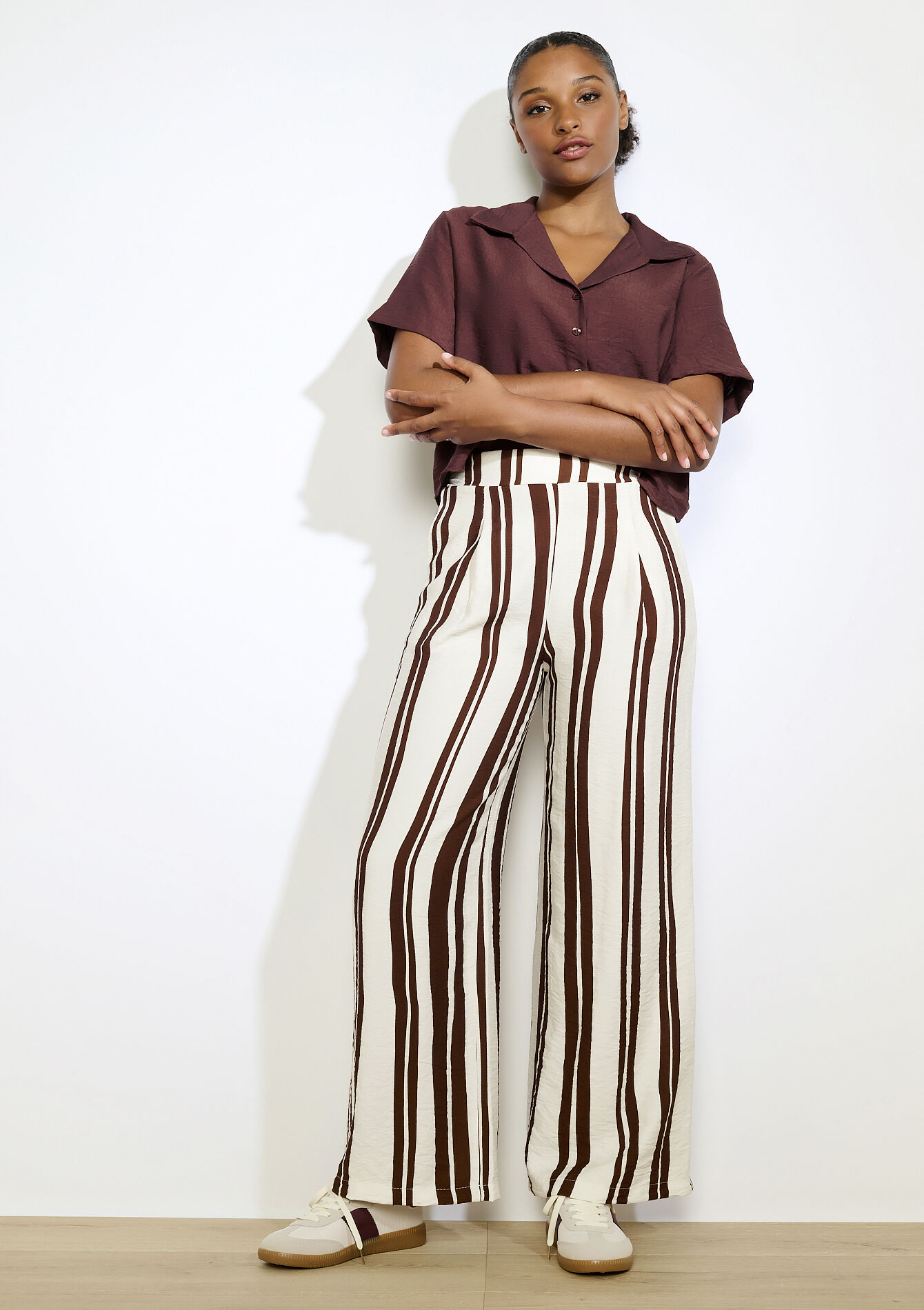 Pantalon rayé fluide, , back