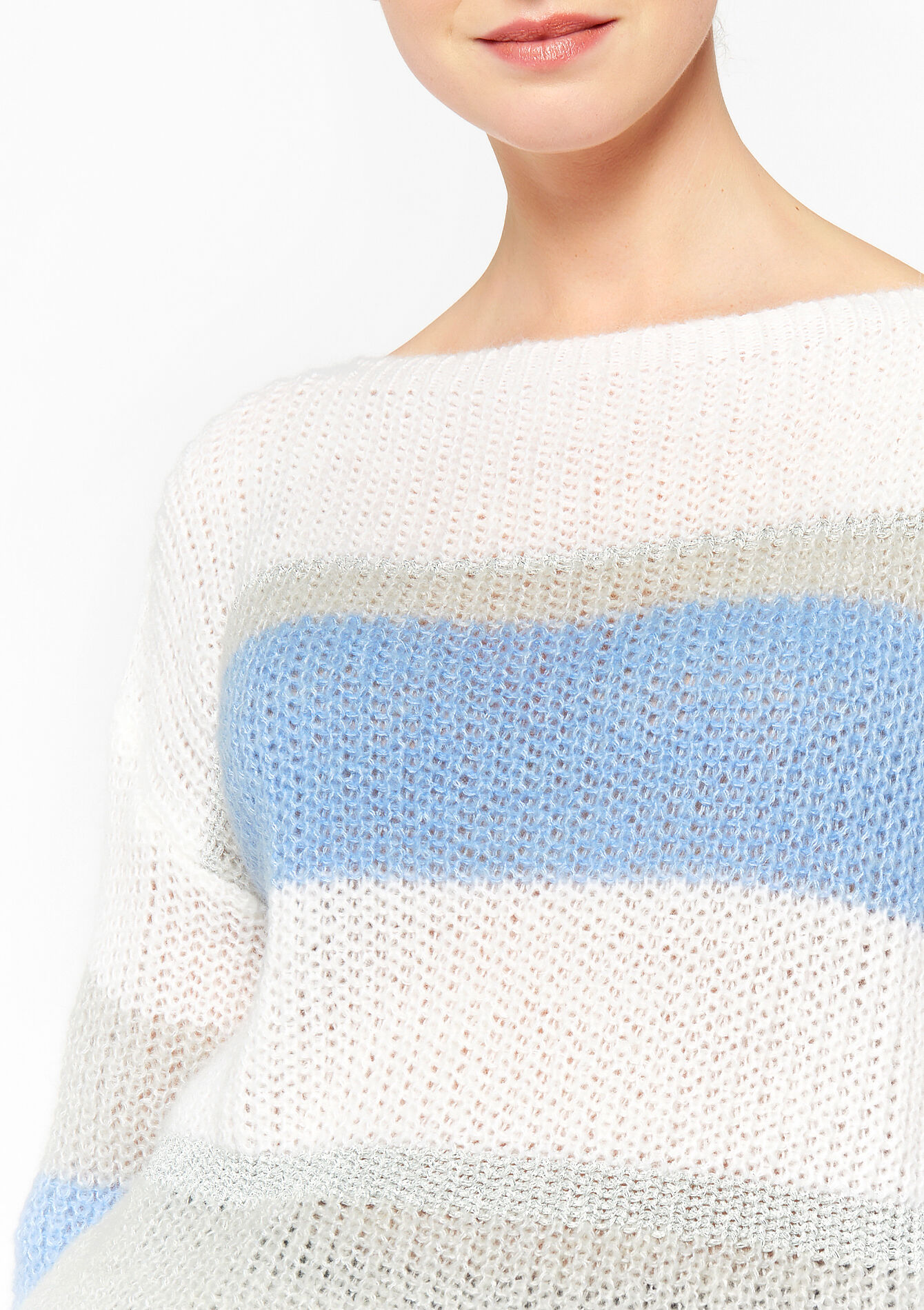 Knitted pullover with colour block, Knitted pullover with colour block - BLUE PASTEL - 04006122_3003