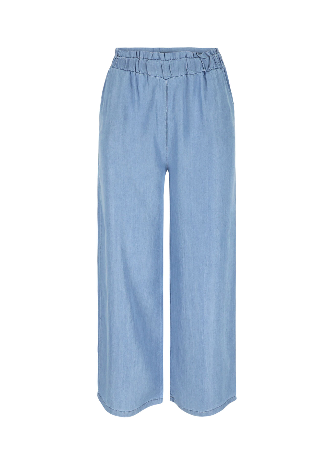 Pantalon évasé en tencel, Pantalon évasé en tencel - BLUE BLEACHED - 06600862_0502
