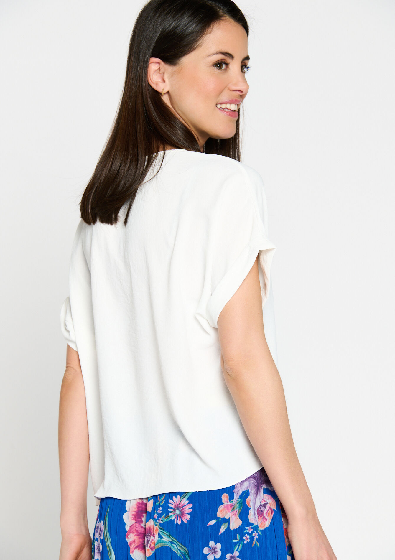 Blouse met V-hals, Blouse met V-hals - OPTICAL WHITE - 05702223_1019